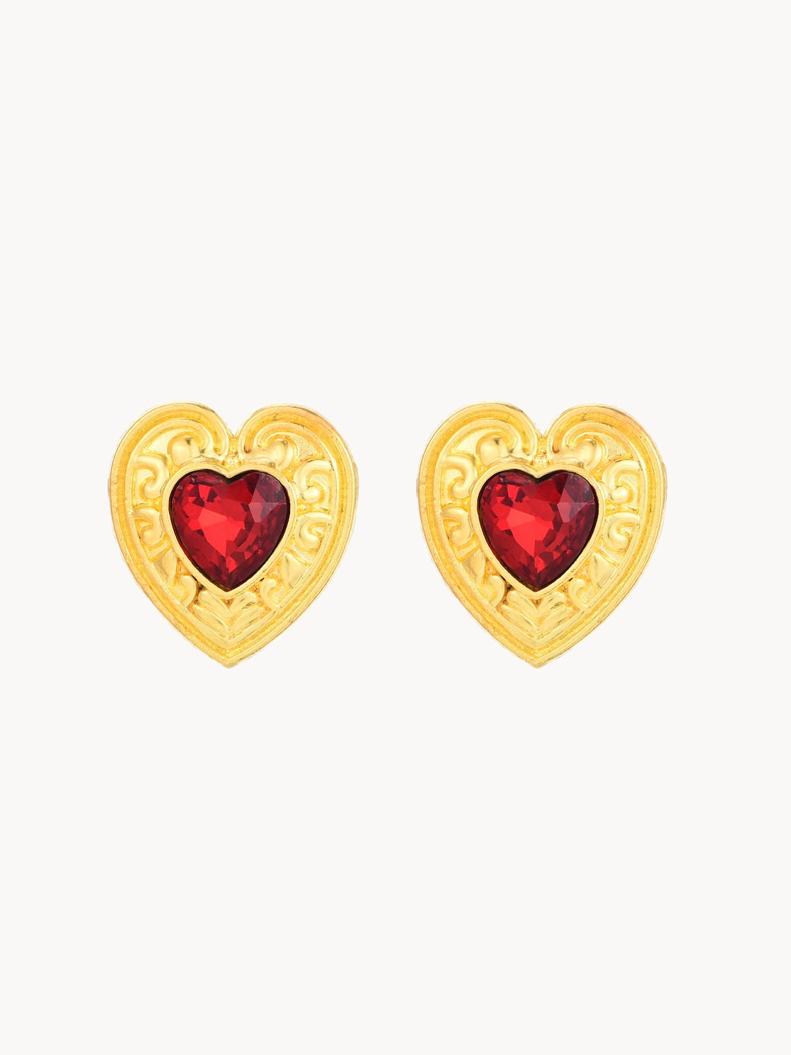 Basia Red Heart Vintage Earrings