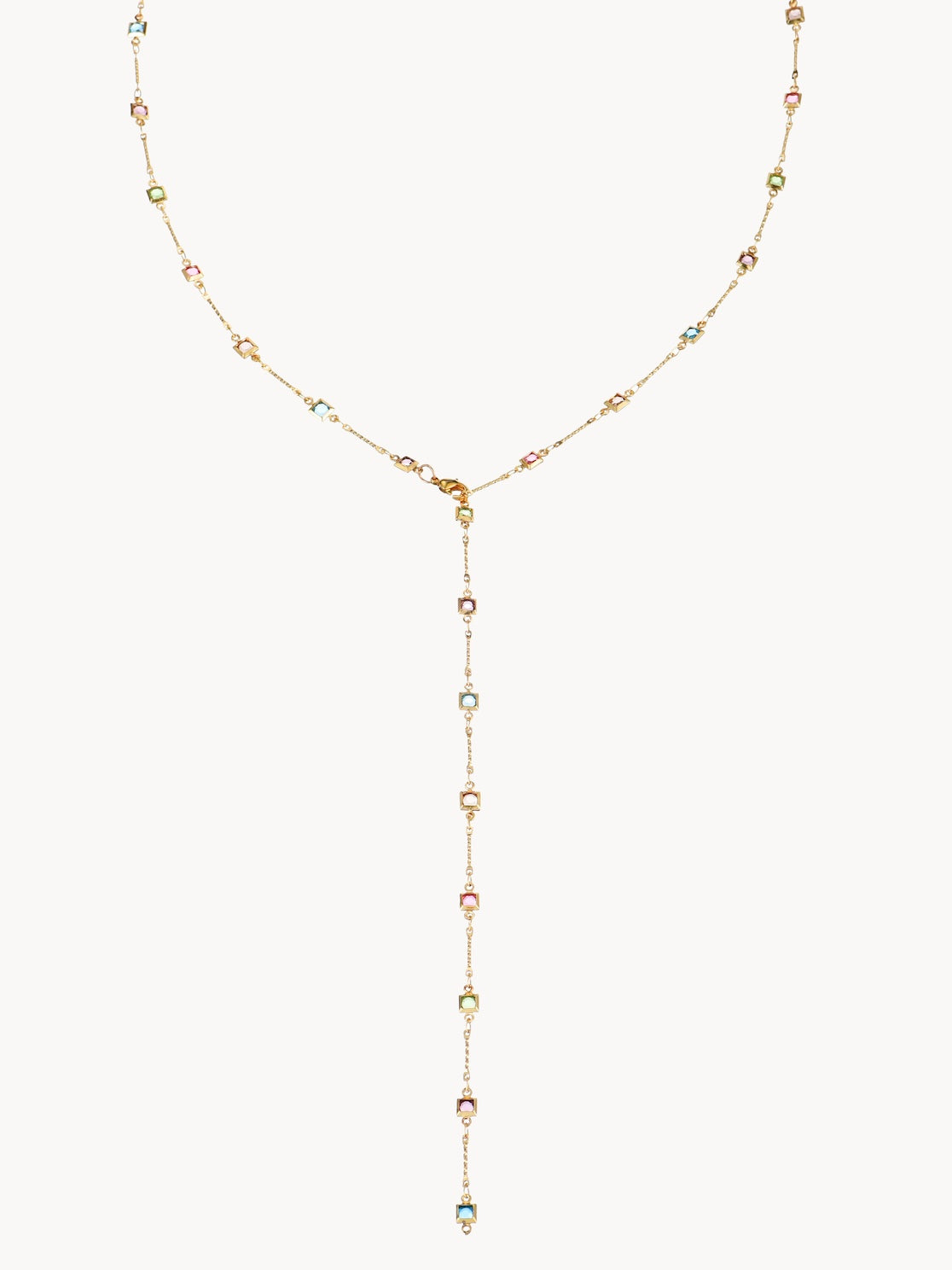 Gabrielle Colorful Square Lariat Necklace