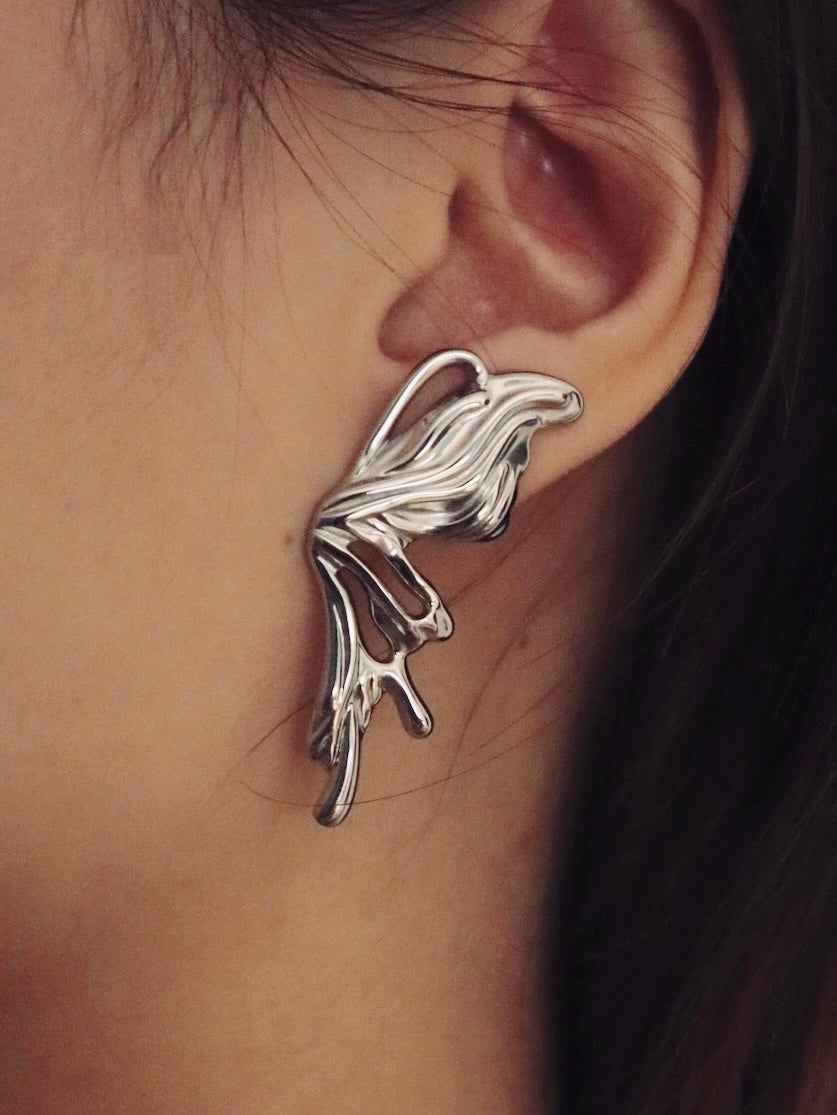 Vanessa Gothic Silver Butterfly Earrings - Kuri Jewelry