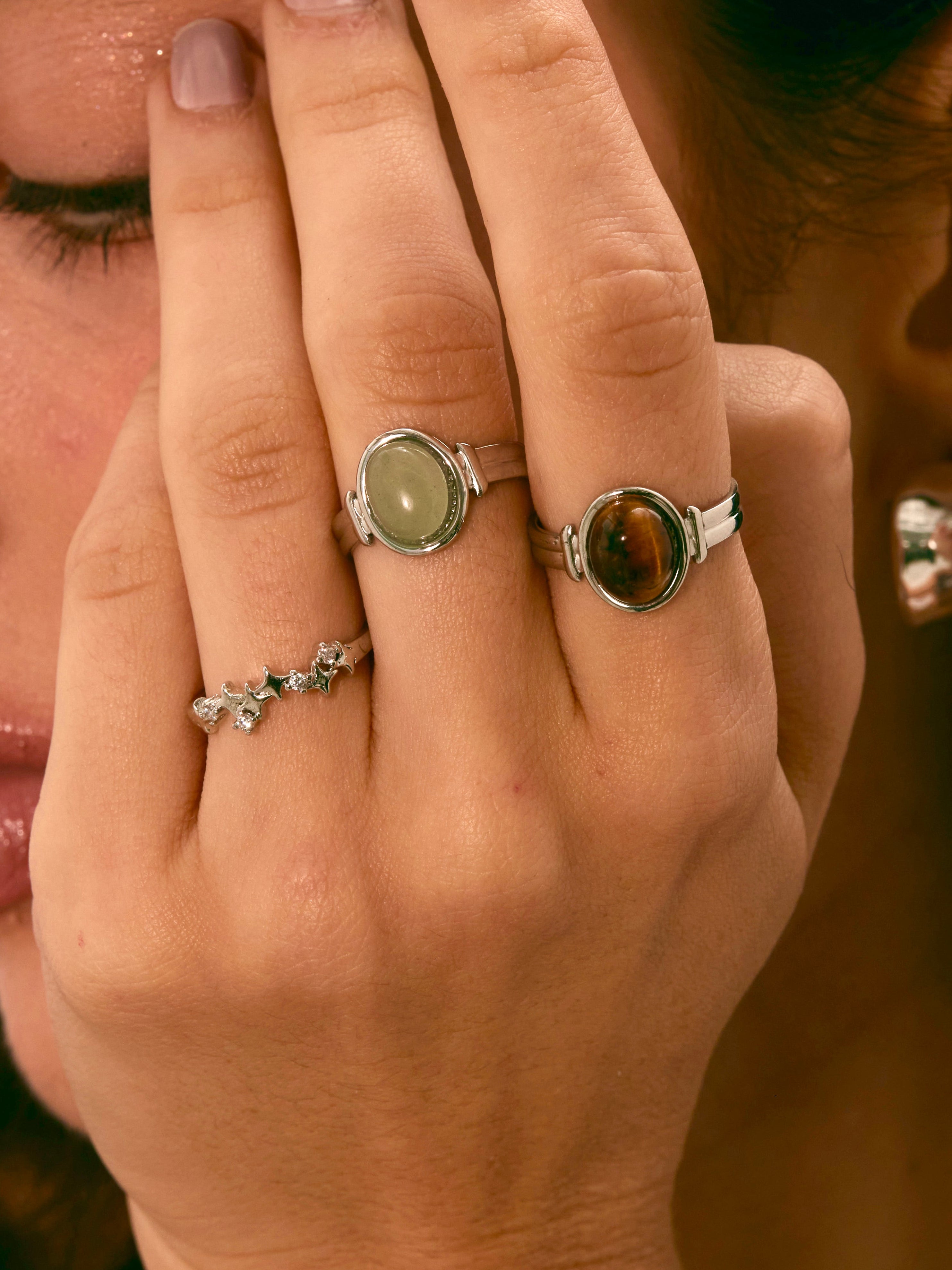 Hilary Green Stone Silver Ring - Kuri Jewelry