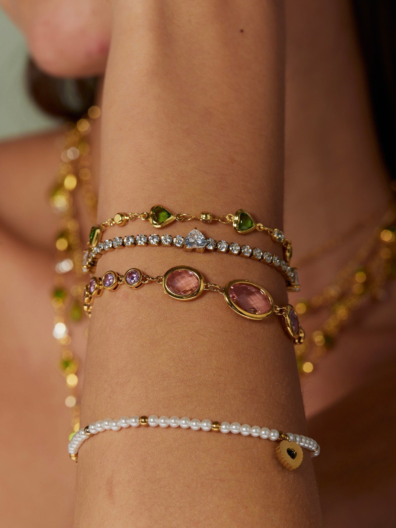 Lainey Glass Stone Bracelet - Kuri Jewelry