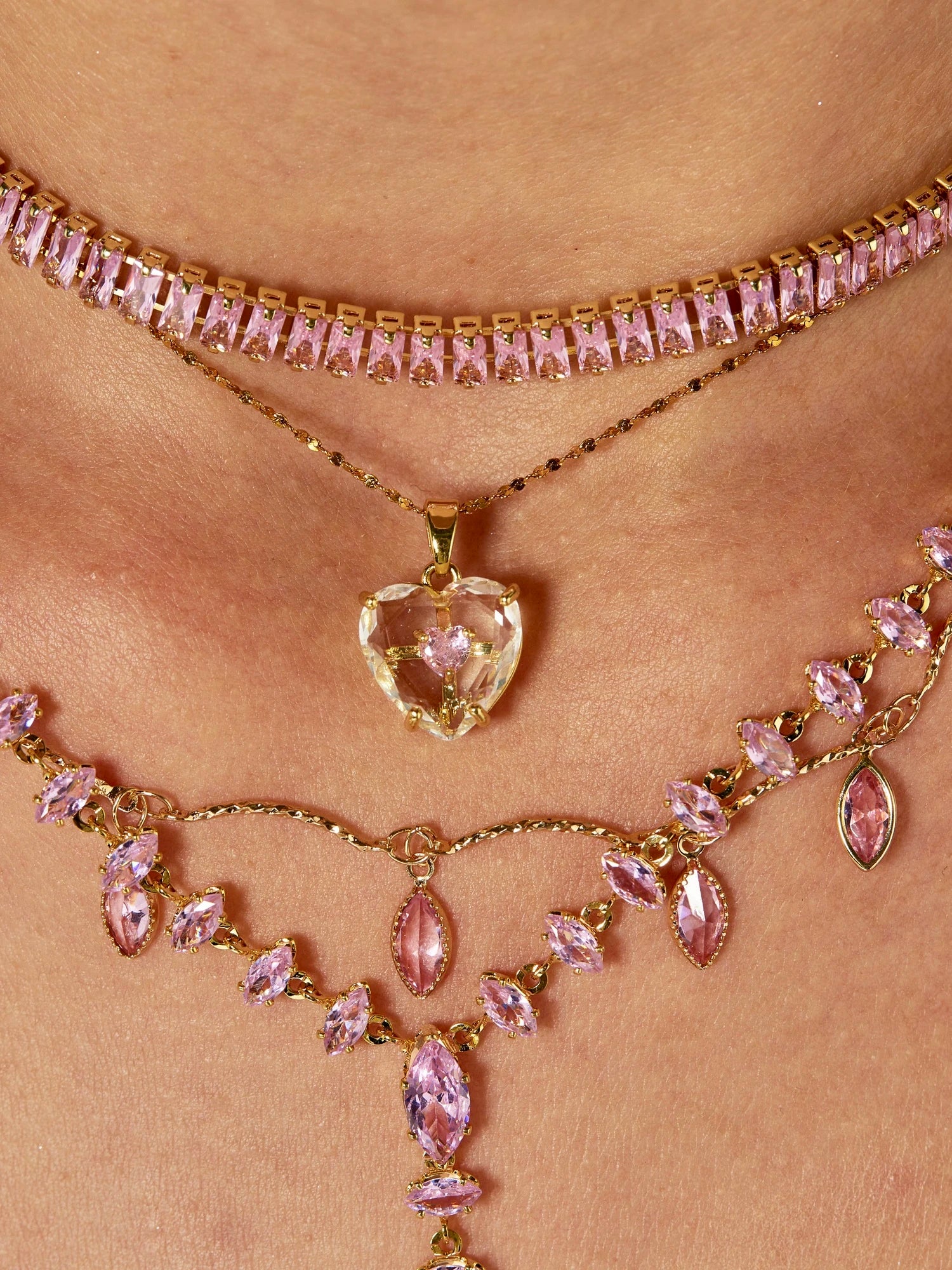 Denise Pink Heart Necklace