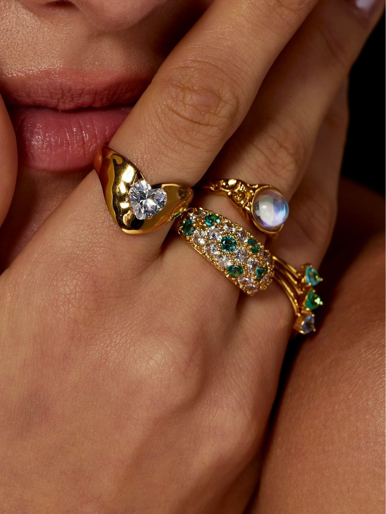 Oceanic Sparkle Pave Dome Ring