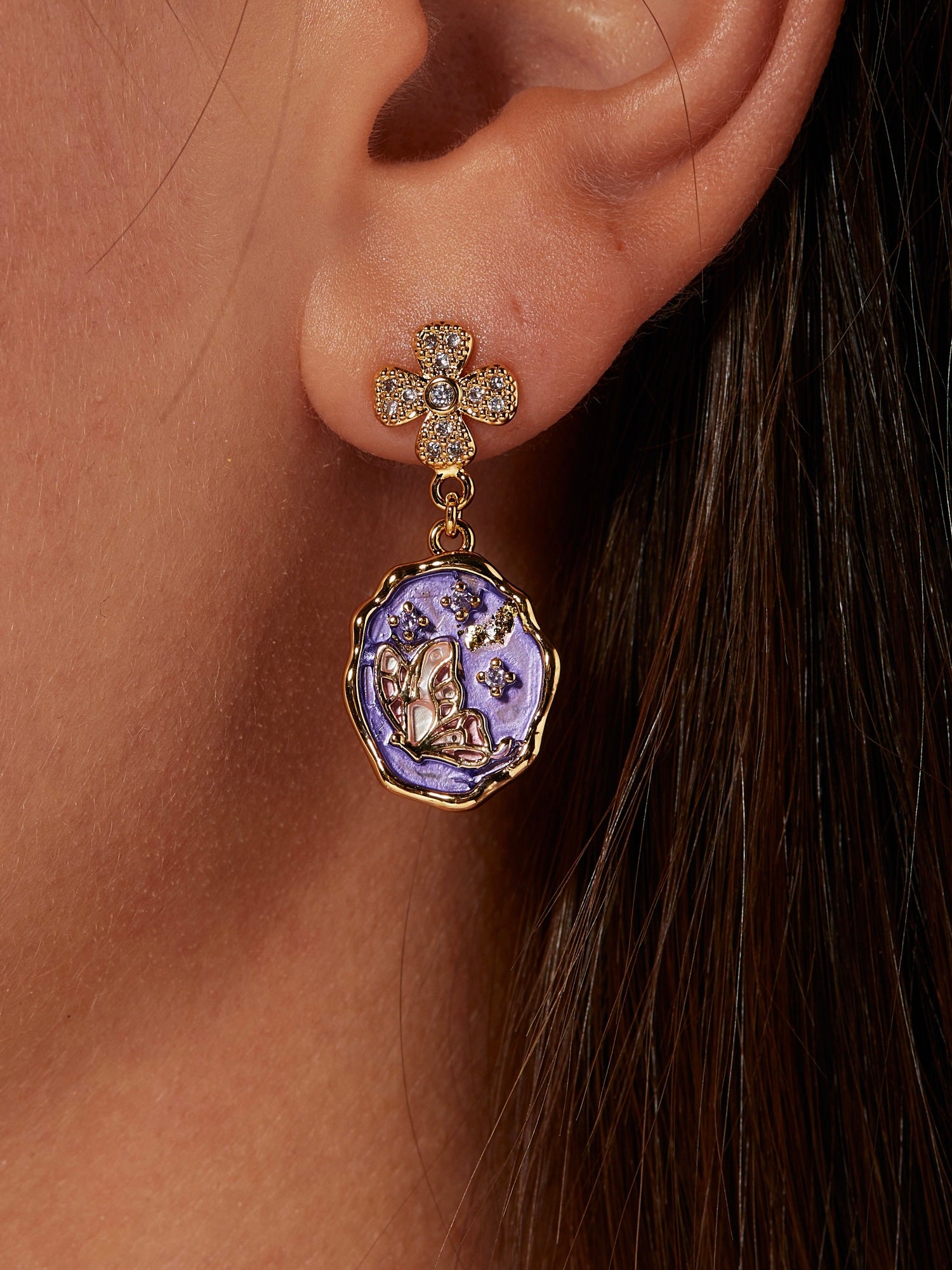 Griselda Flower & Butterfly Drop Earrings