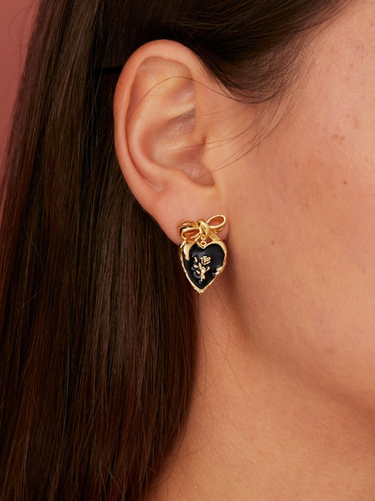 Griselda Black Rose Bow Earrings