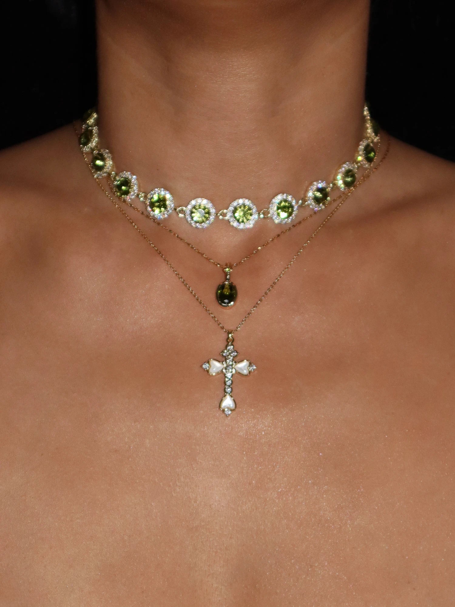 Ina Golden Heart Cross Necklace