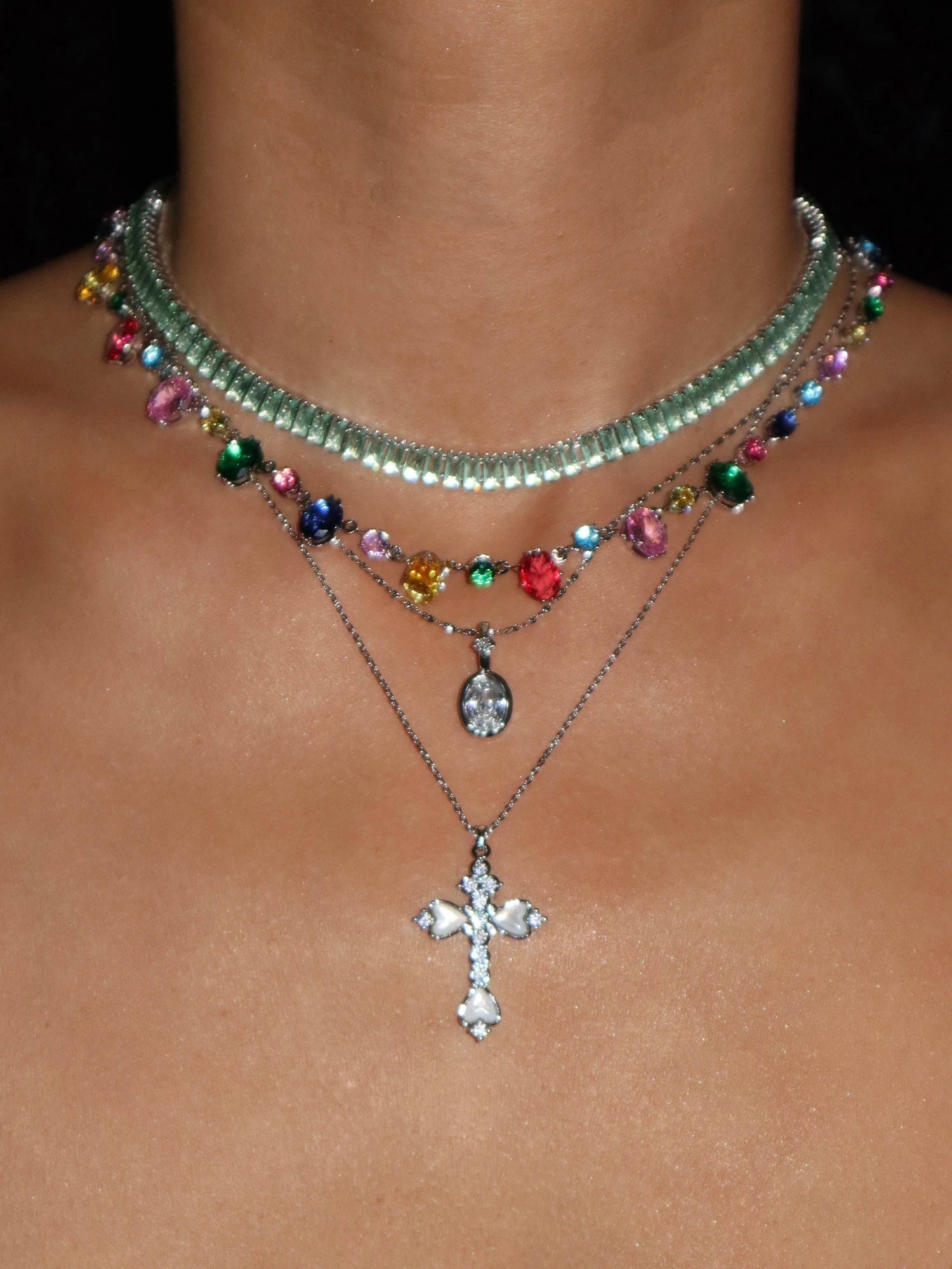Ina Golden Heart Cross Necklace