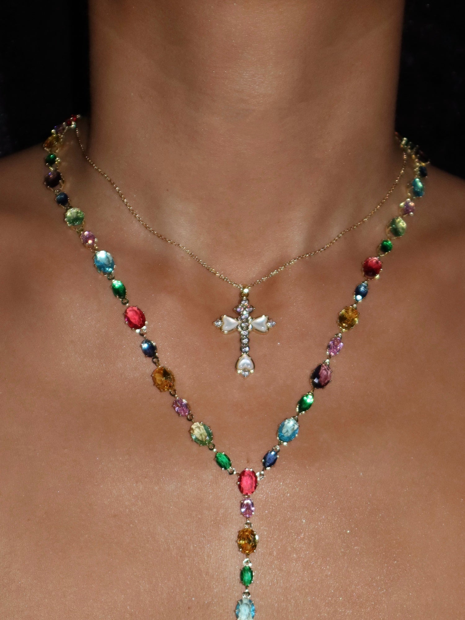 Ina Golden Heart Cross Necklace