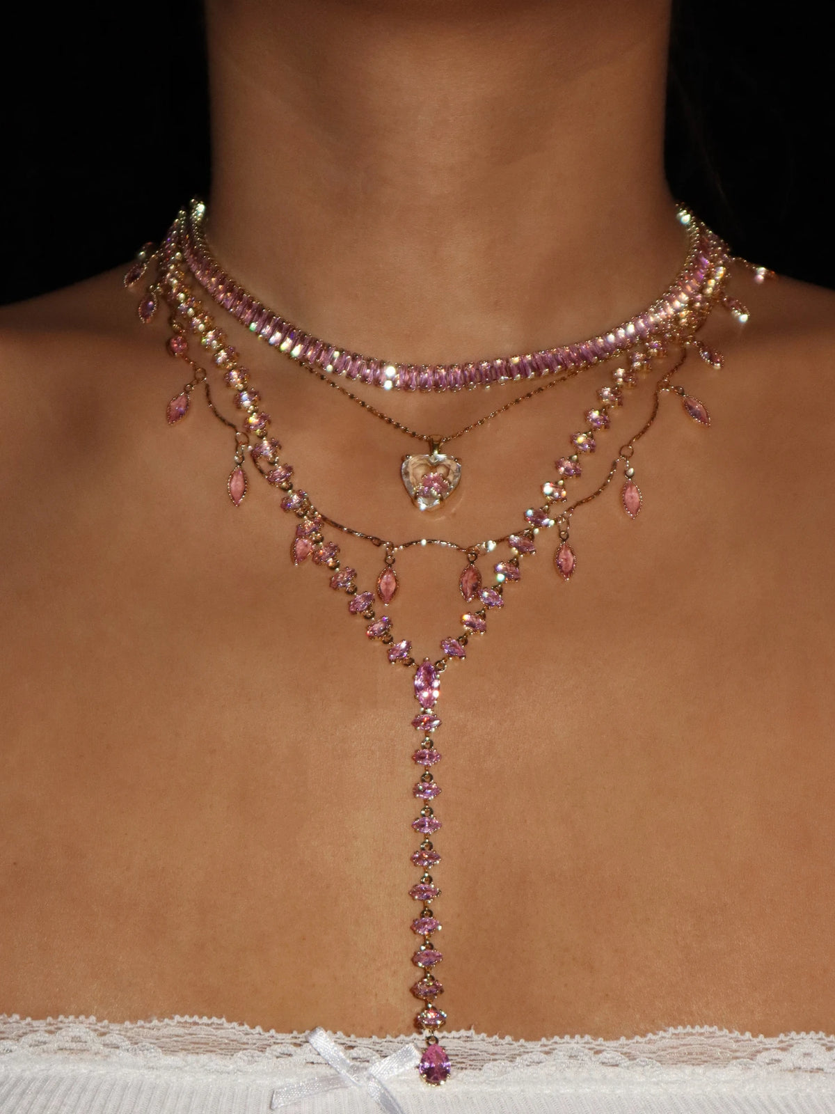 Josie Pink Golden Choker Necklace