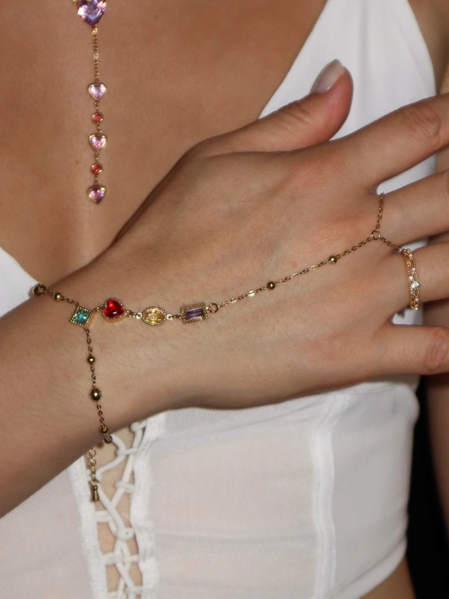 Rainbow Hand Chain Bracelet