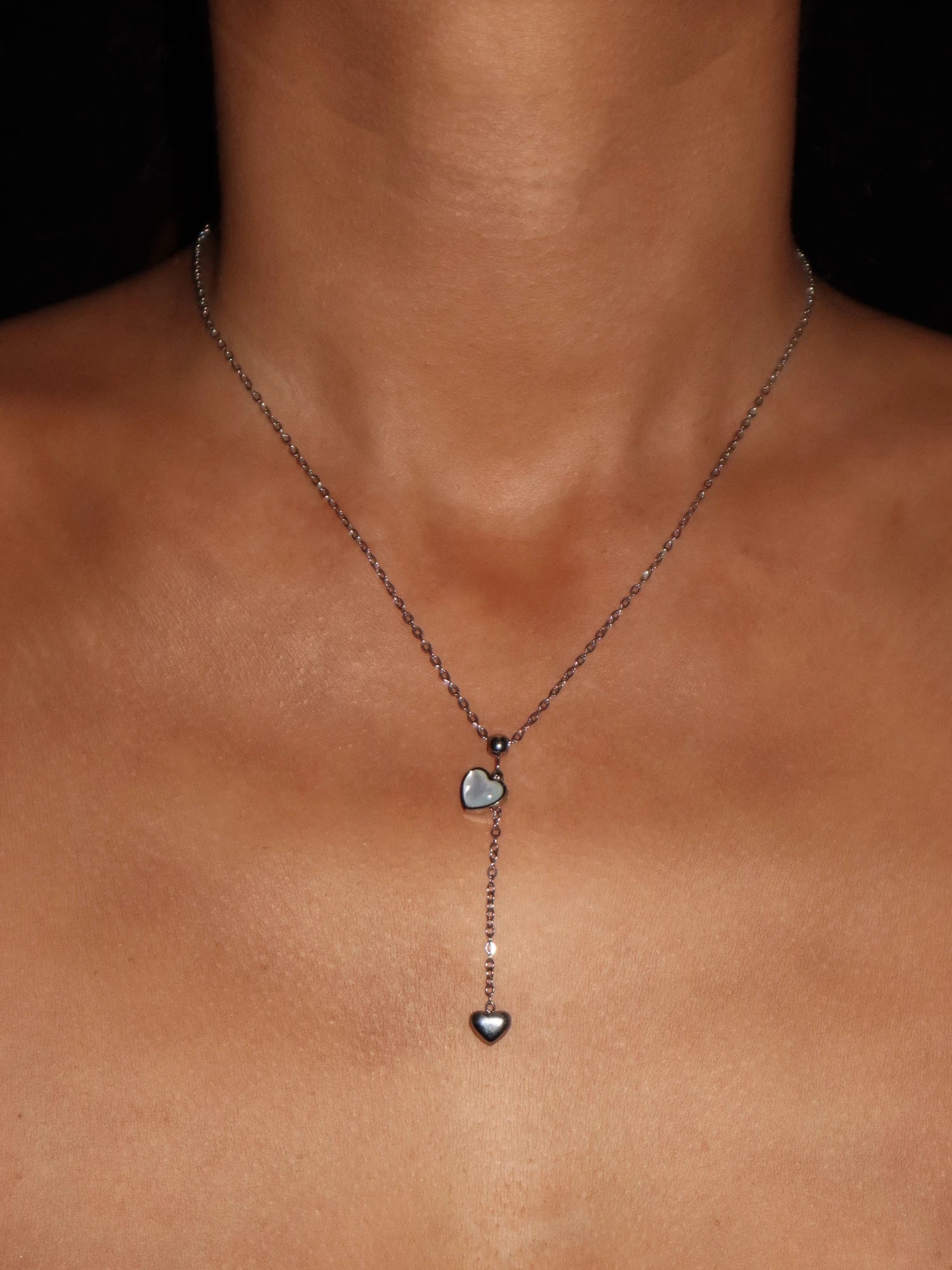 Tina Pearl Heart Silver Necklace