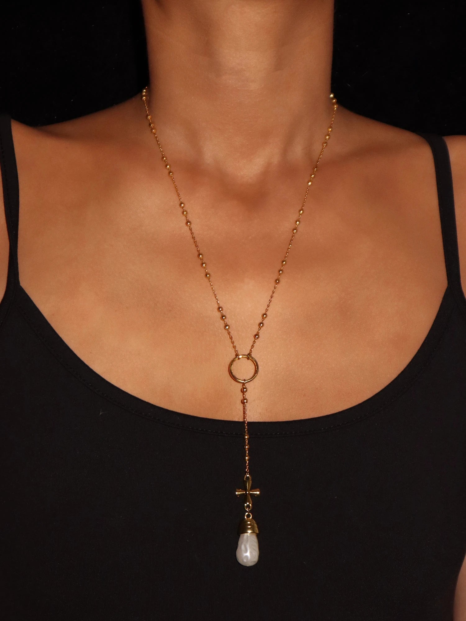 Josephine Pearl Long Lariat Necklace