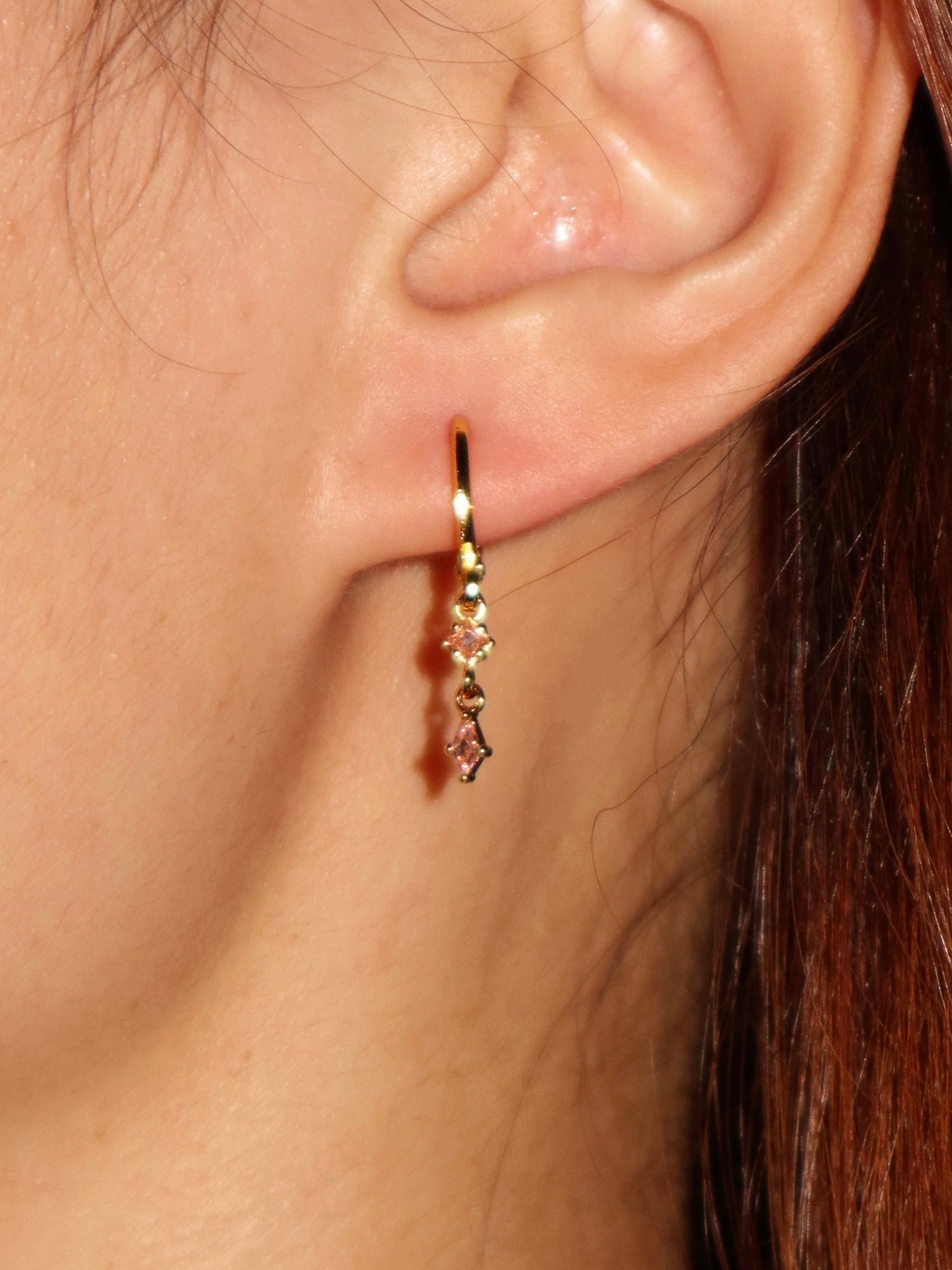 Crystal Pink Hoop Earrings