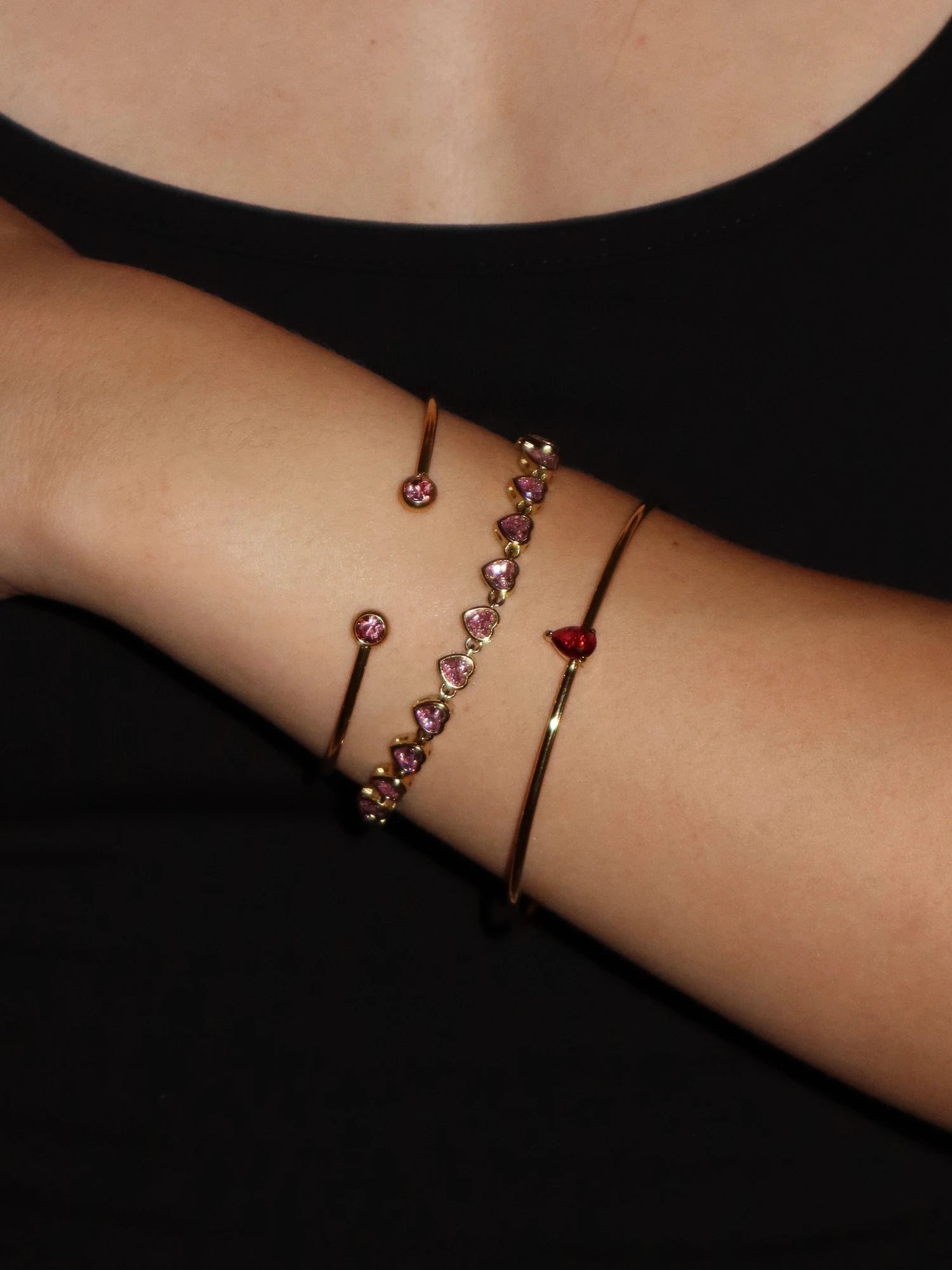 Tracy Pink Hearts Bracelet