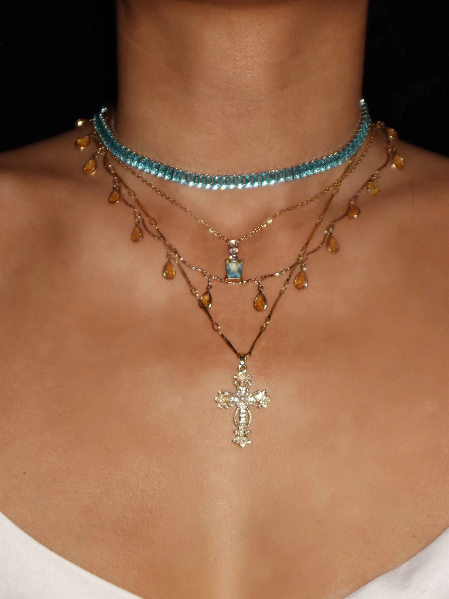 Teresa Purple & Blue Crystal Necklace