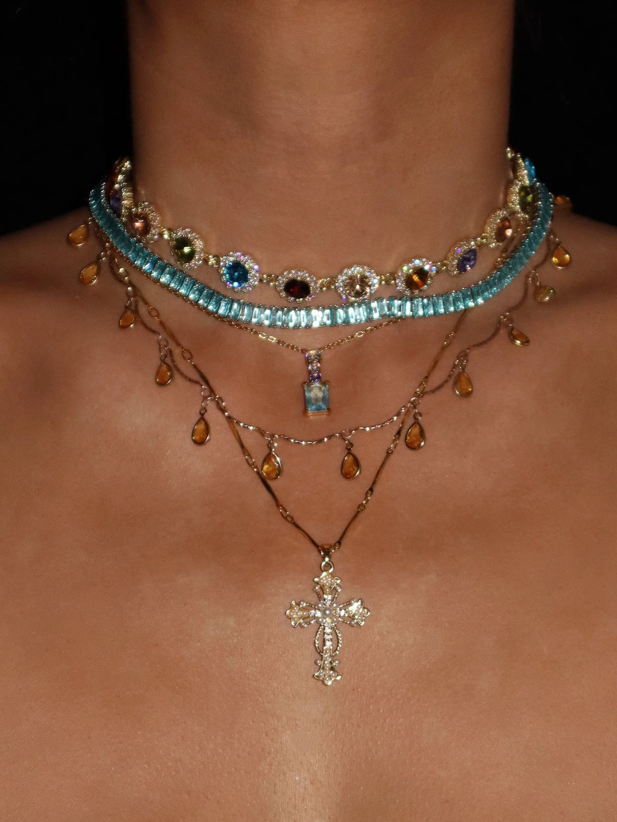 Teresa Purple & Blue Crystal Necklace