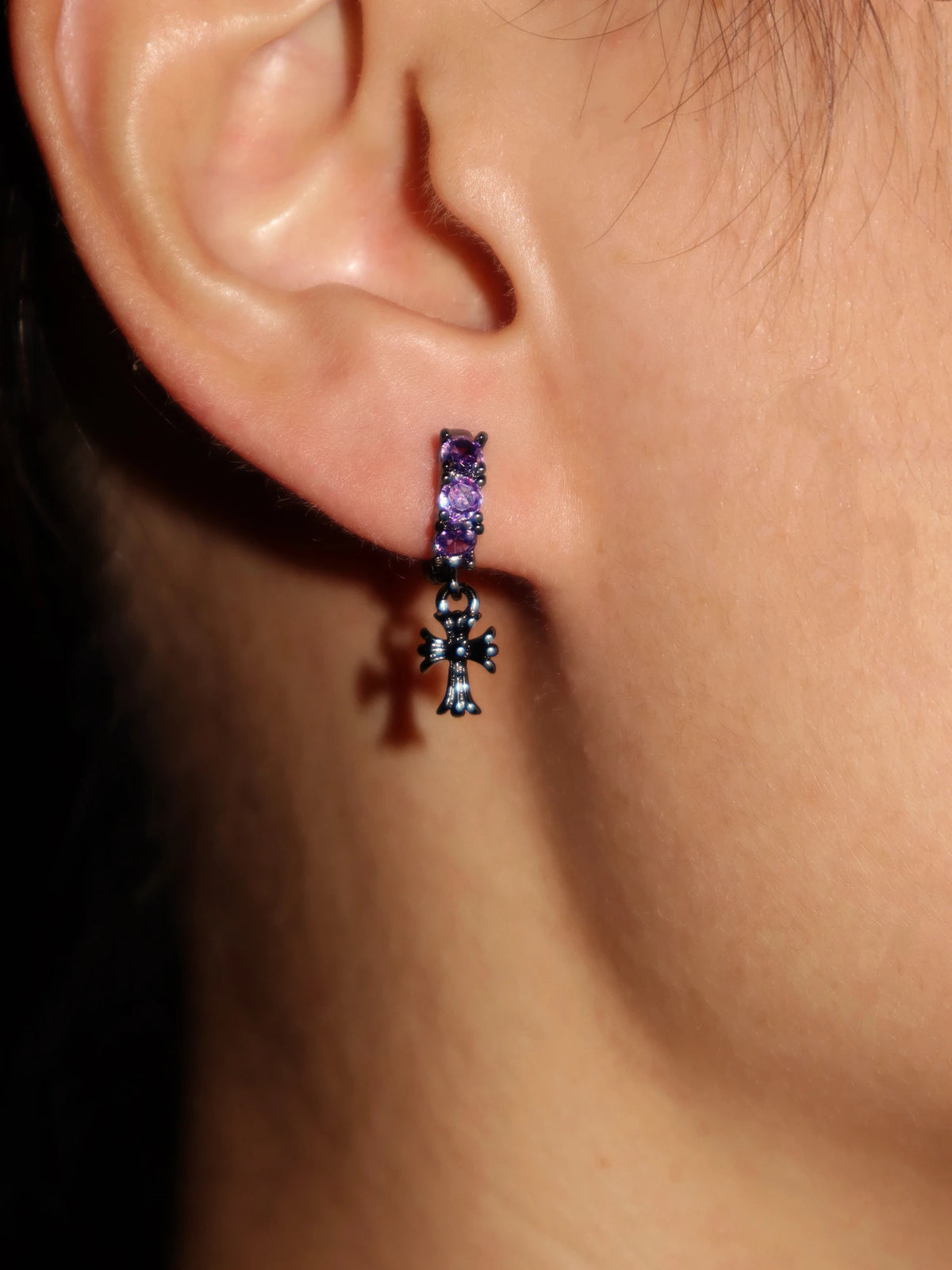 Goth Cross Hoop Earrings