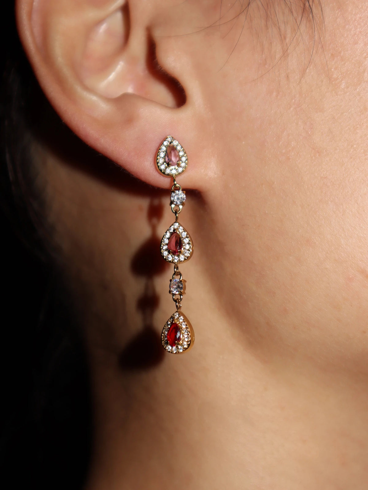 Lila Gradient Red Drop Earrings - Kuri Jewelry