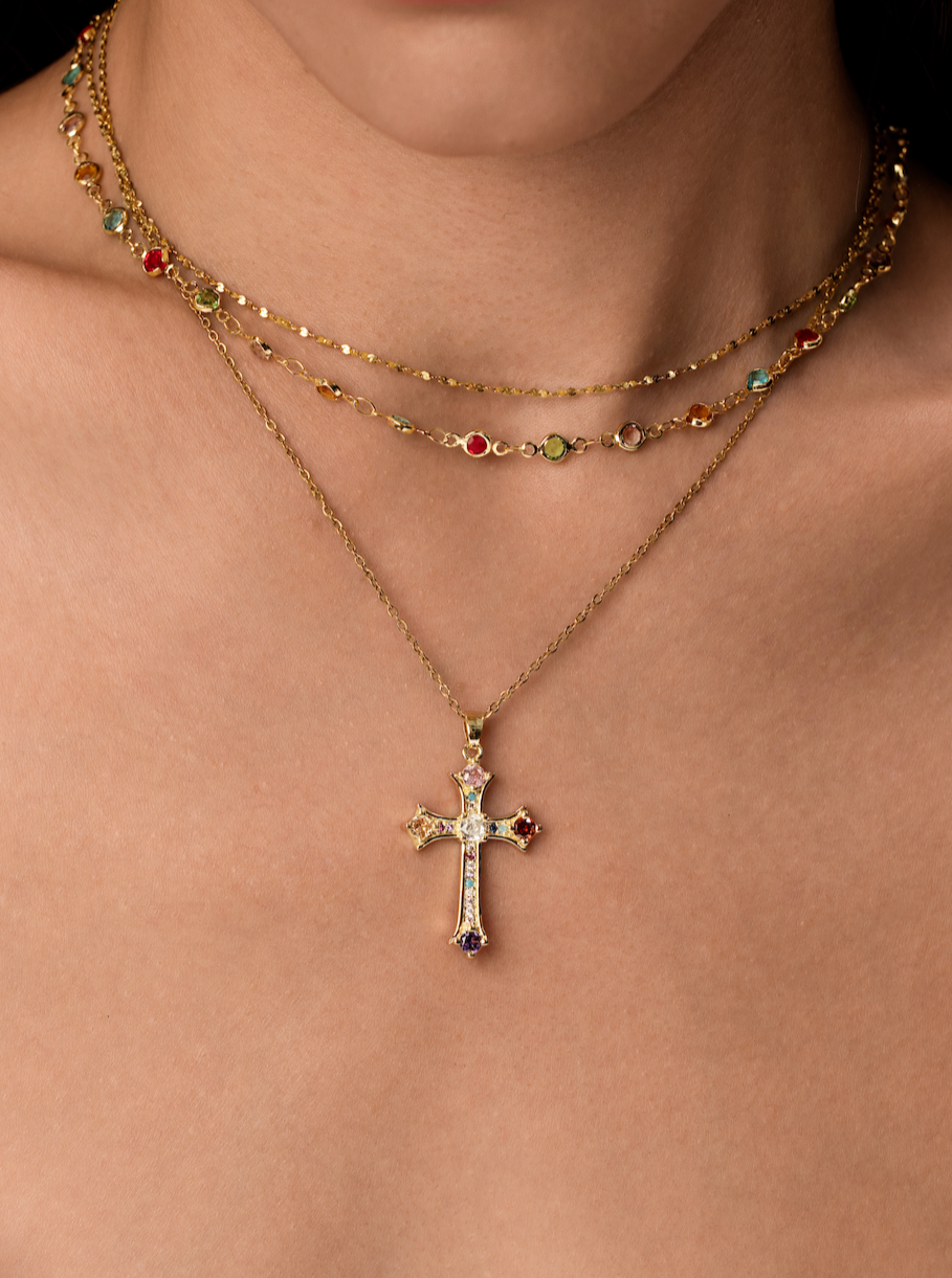 Natasha Colorful Cross Necklace