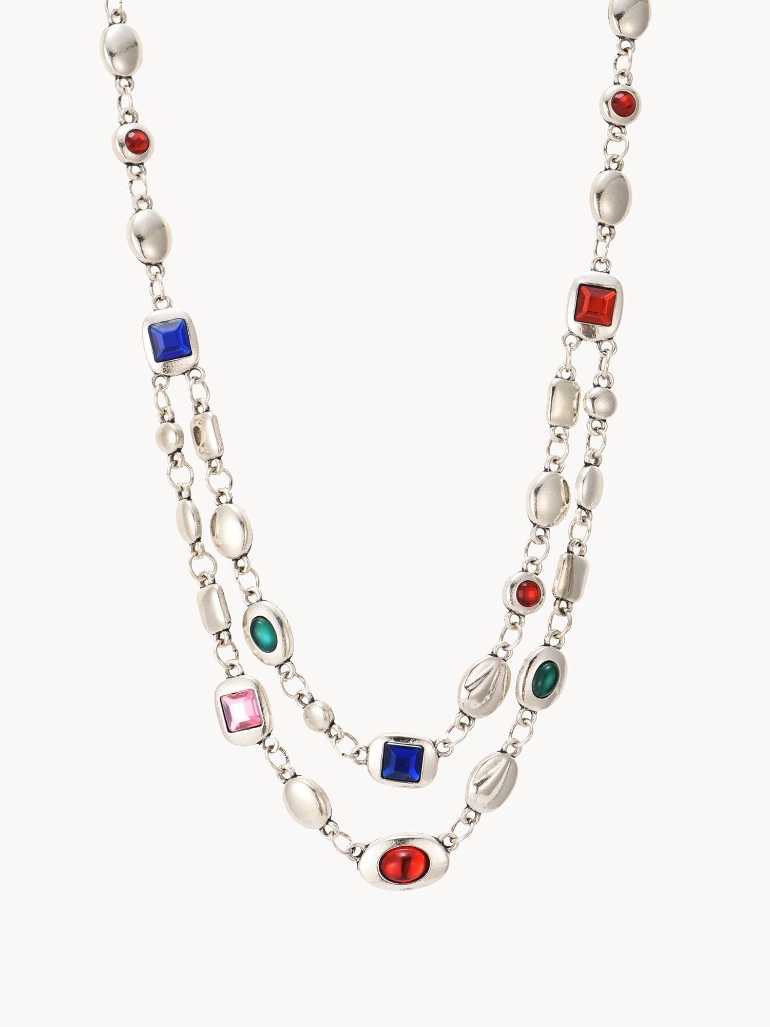 Aditi Colored Layered Chain Necklace | Elegant Minimalist Jewelry – Kuri