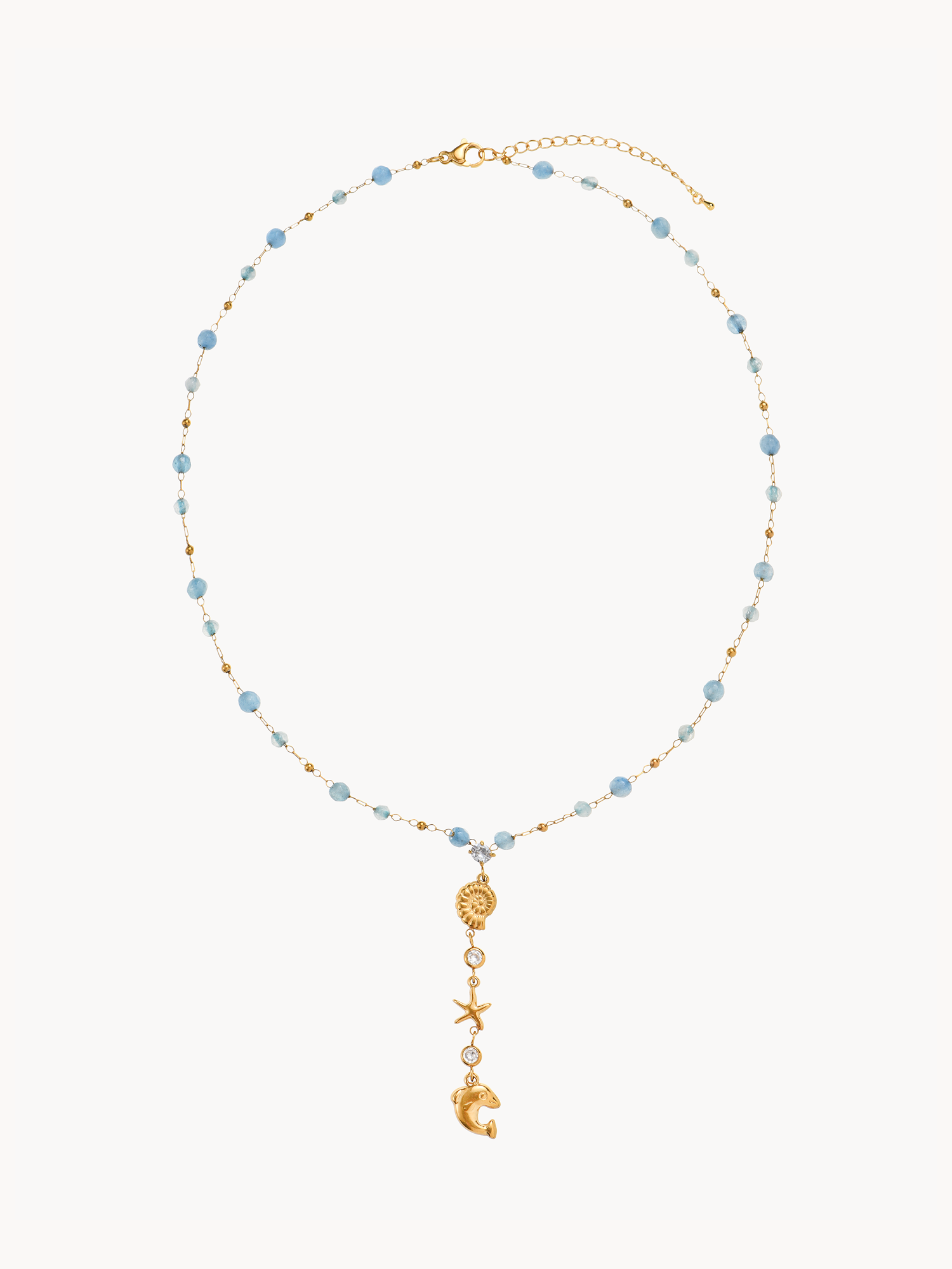 Alyssa Ocean Aquamarine Lariat Necklace