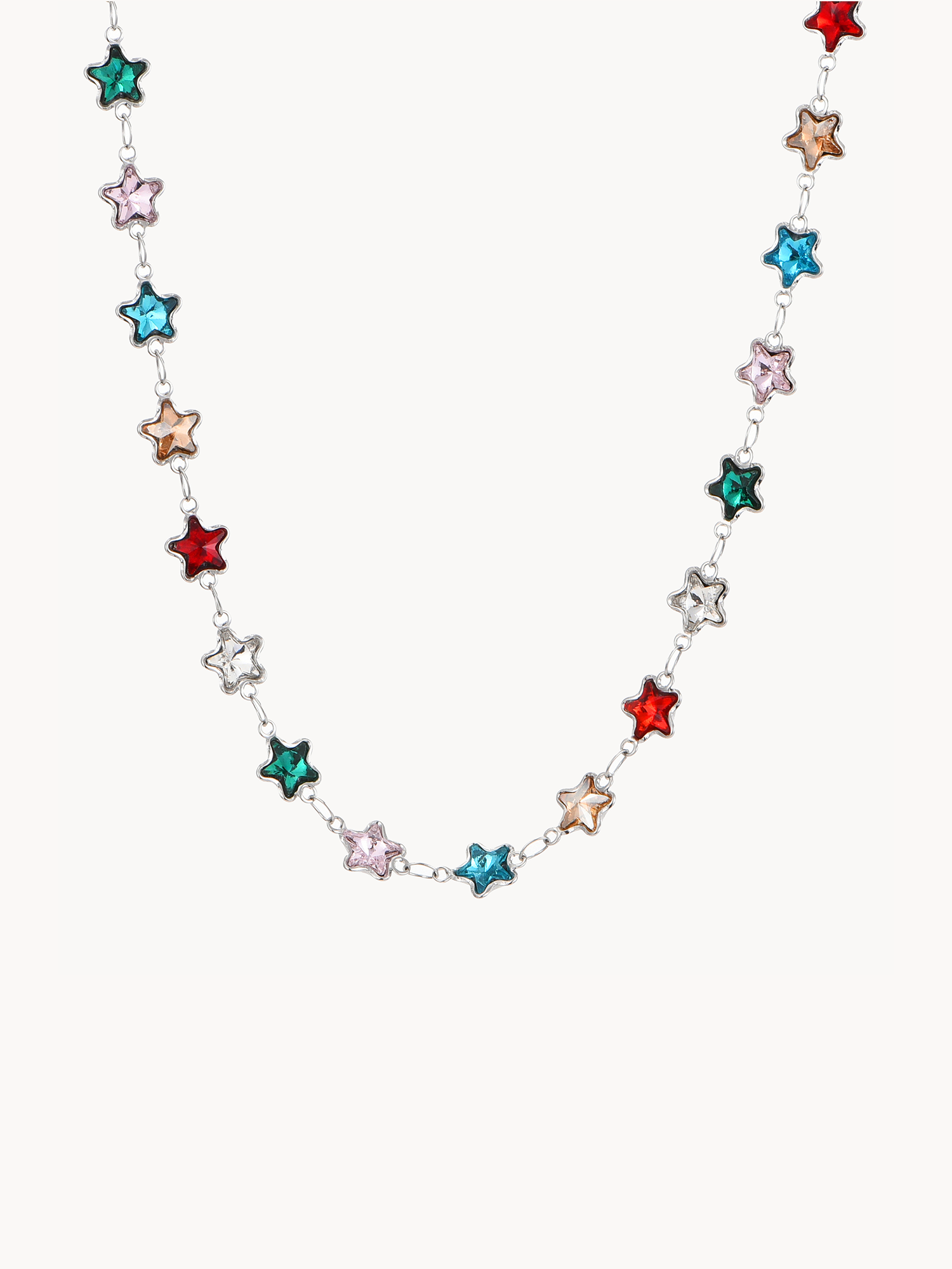 Arabela Colorful Stars Silver Necklace
