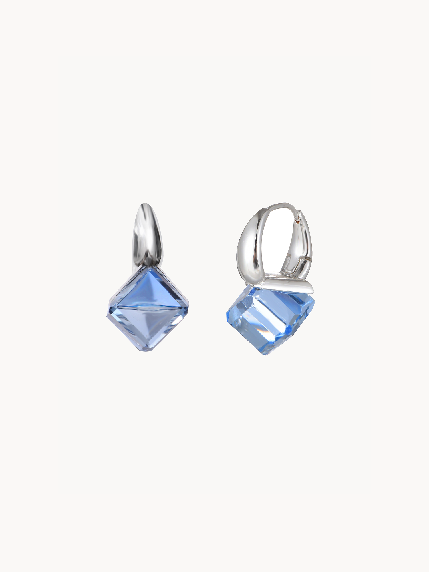 Blue Cube Silver Earrings