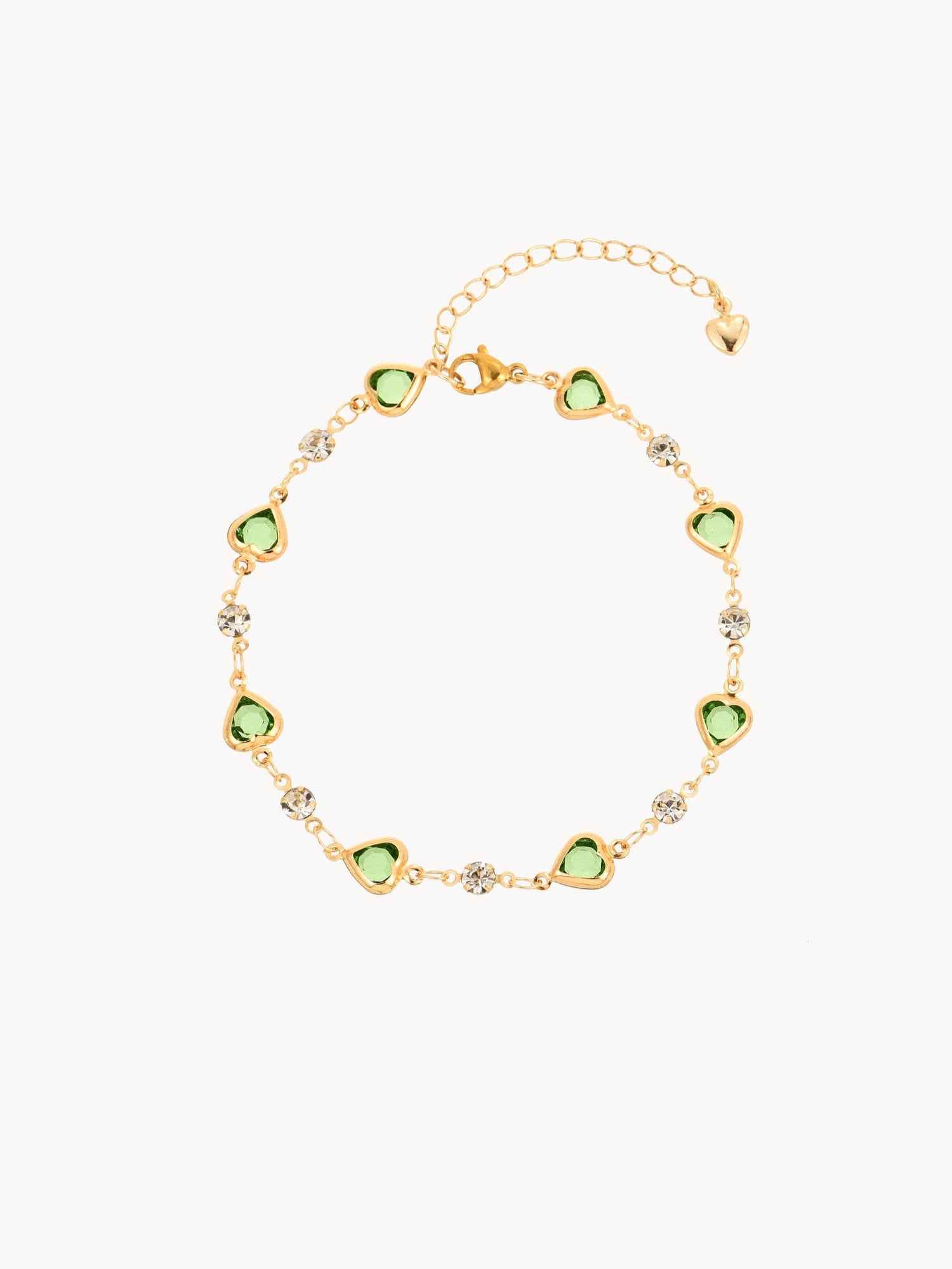 Margaret Green Hearts Bracelet