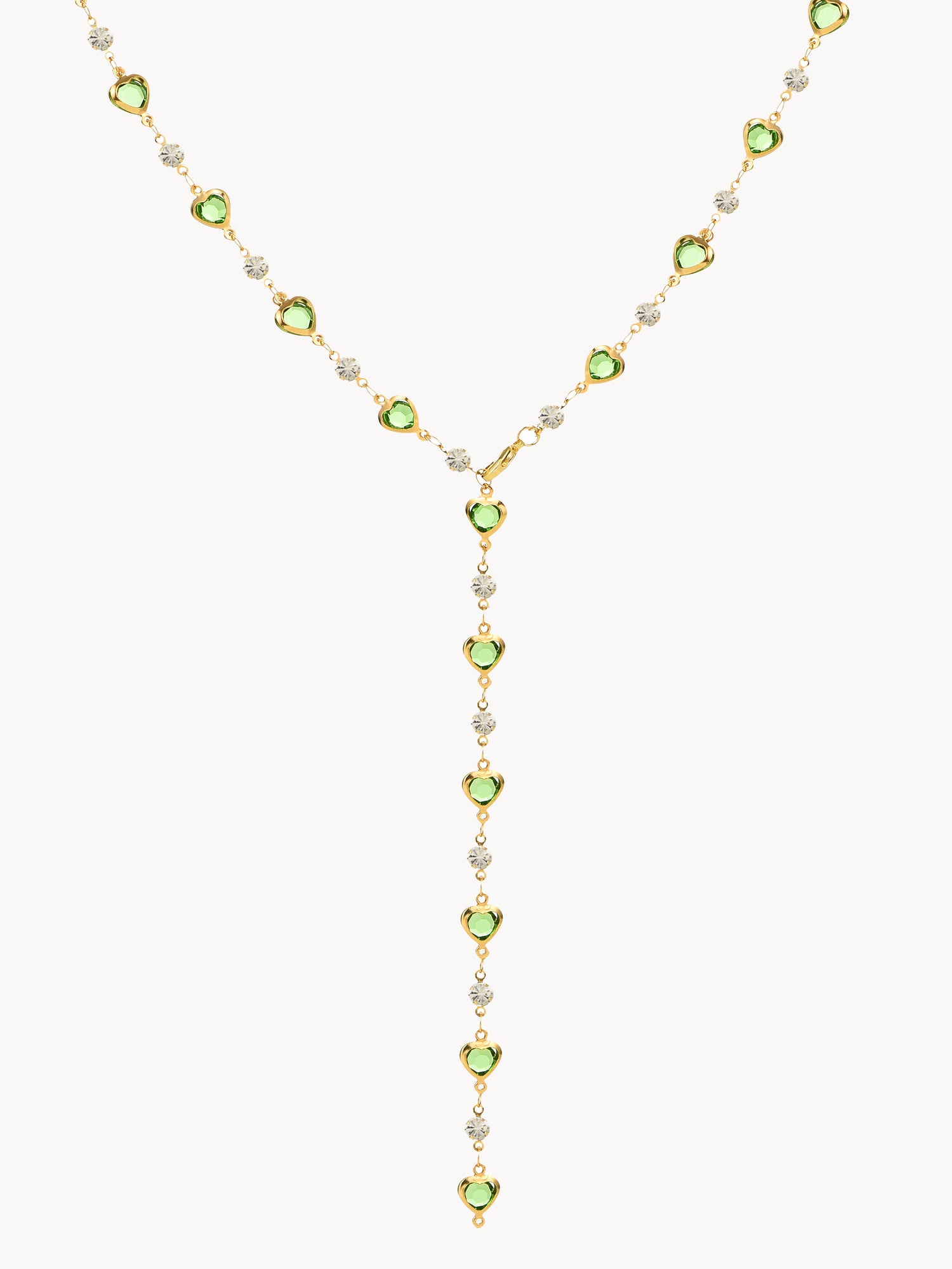 Margaret Green Hearts Long Necklace