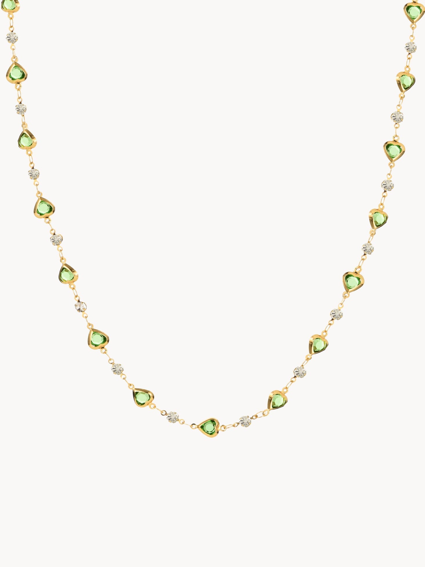Margaret Green Hearts Chain Necklace