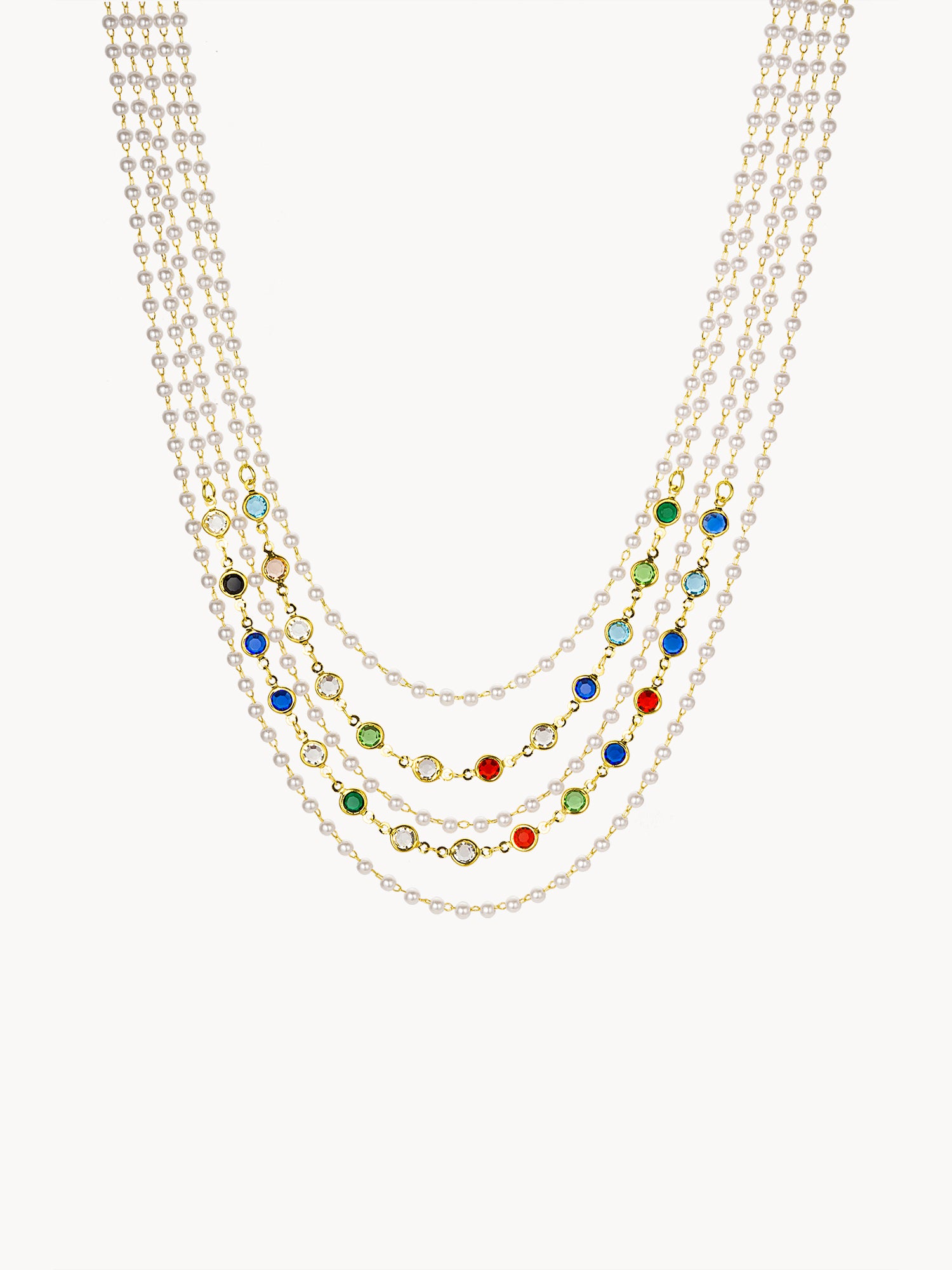 Jolie Colorful Layered Pearl Necklace