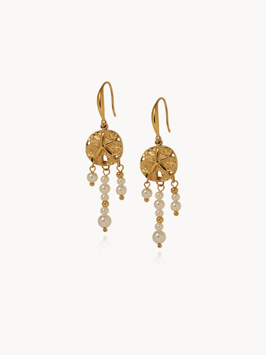 Dream Catcher Pearl Golden Drop Earrings