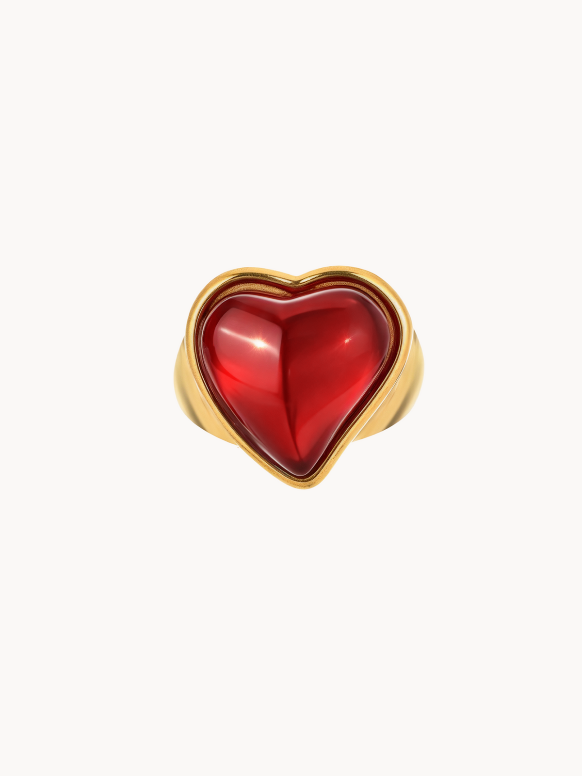 Eden Chunky Heart Red Stone Ring