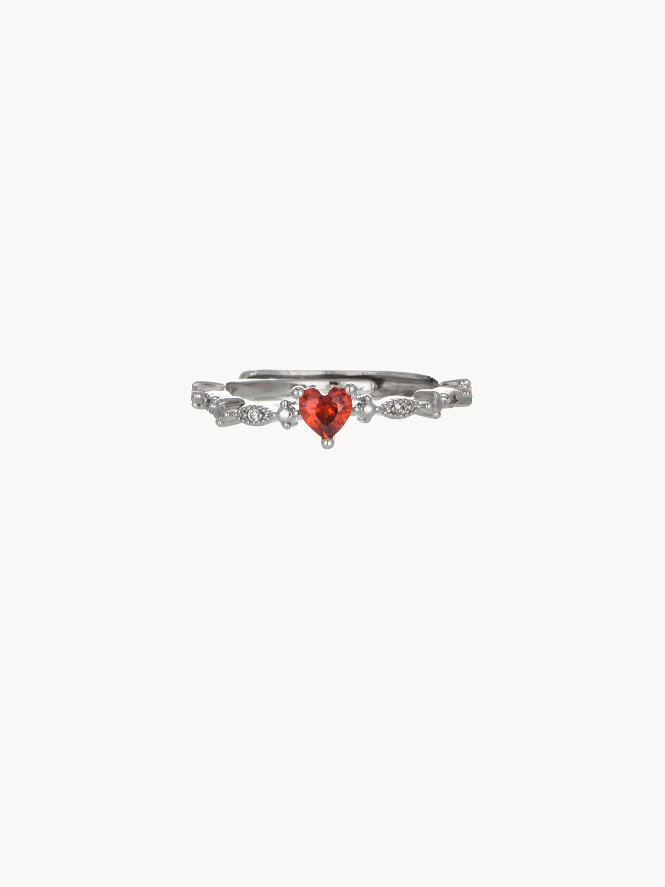 Ivy Red Heart Silver Ring