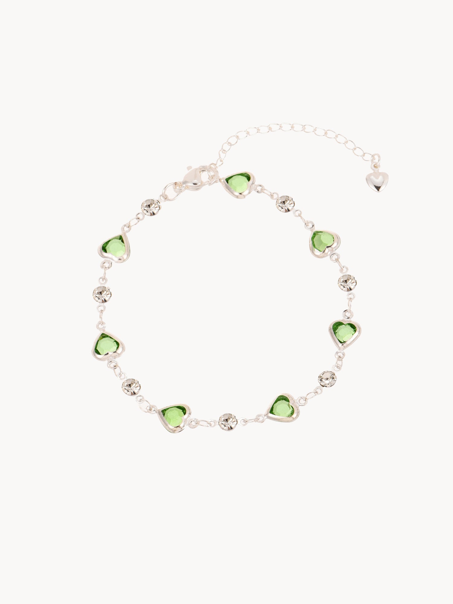 Margaret Green Hearts Silver Bracelet - Kuri Jewelry