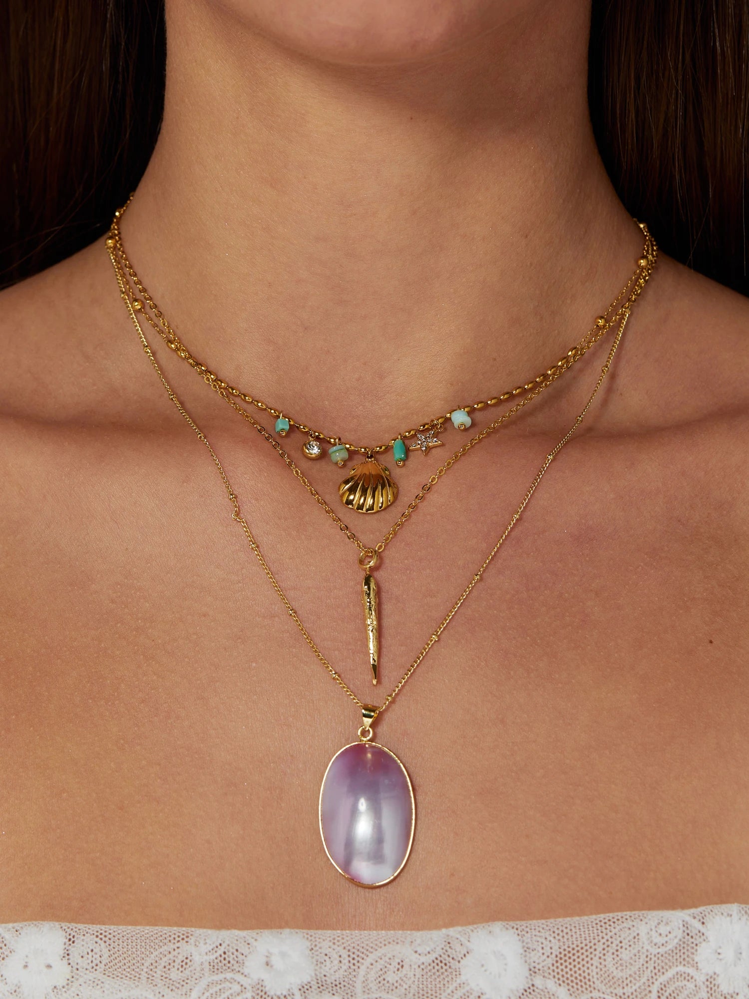Pink Large Shell Necklace - Kuri Jewelry