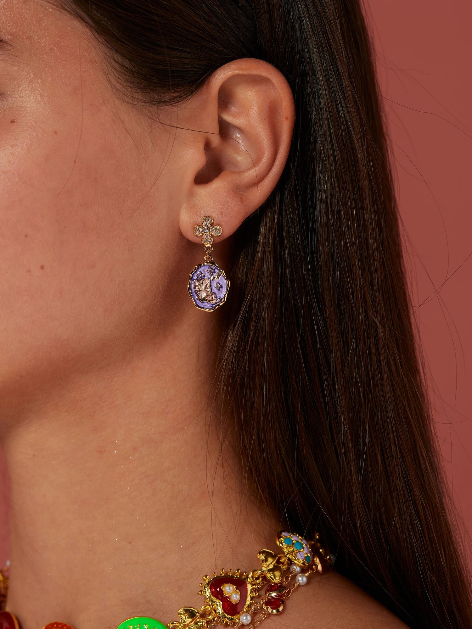 Griselda Flower & Butterfly Drop Earrings