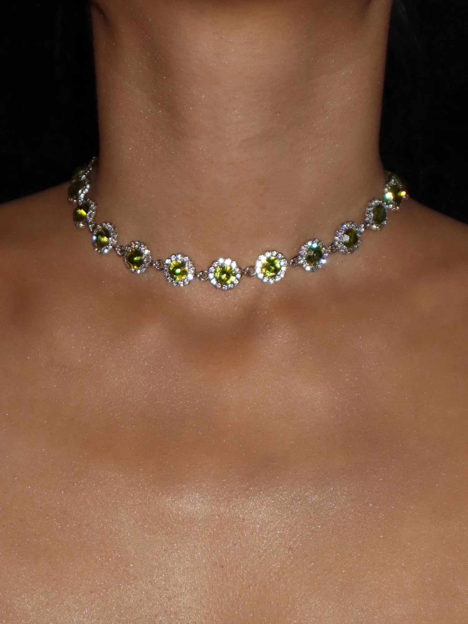 Iris Green Choker in Silver - Kuri Jewelry