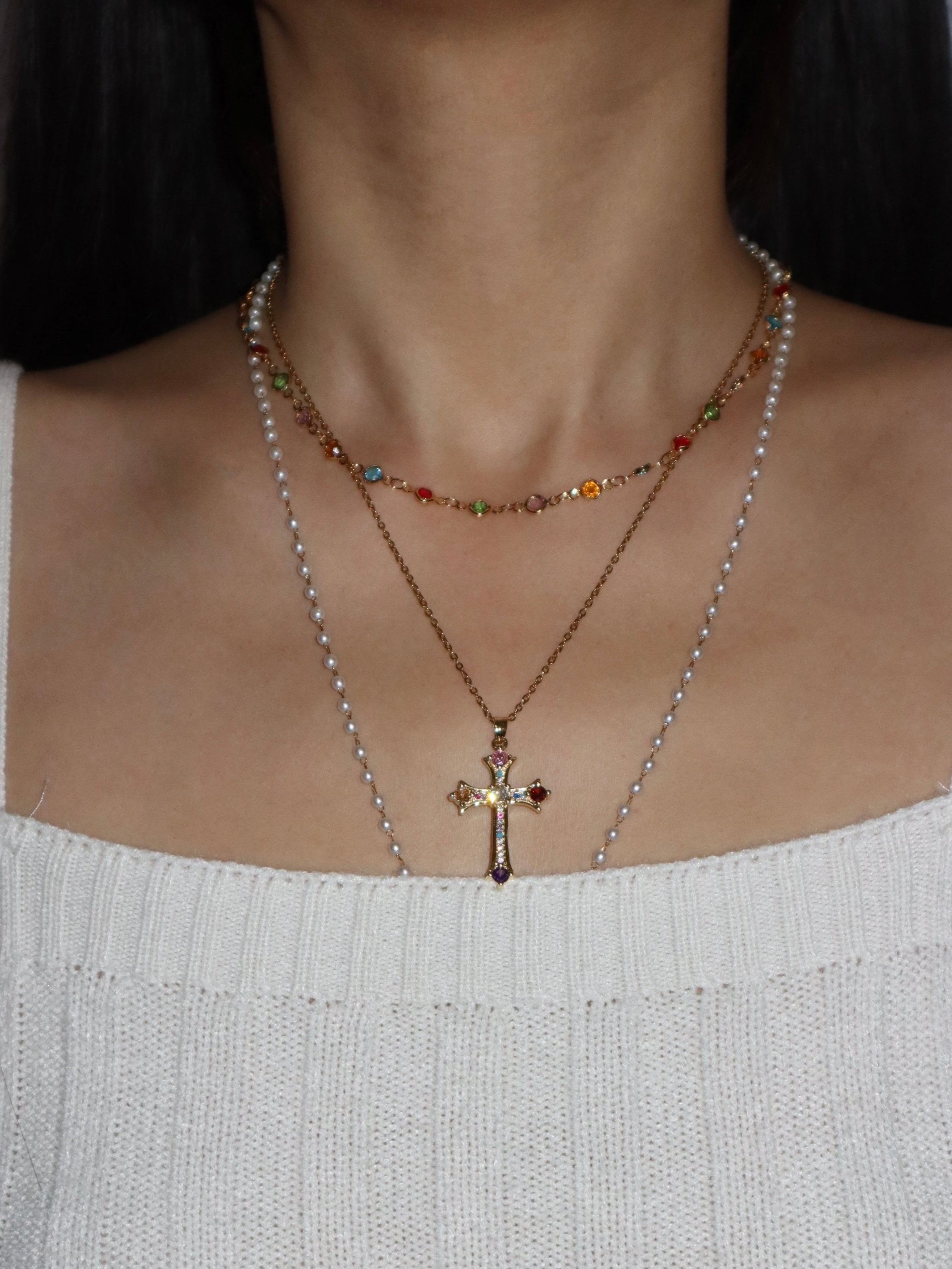 Natasha Colorful Cross Necklace