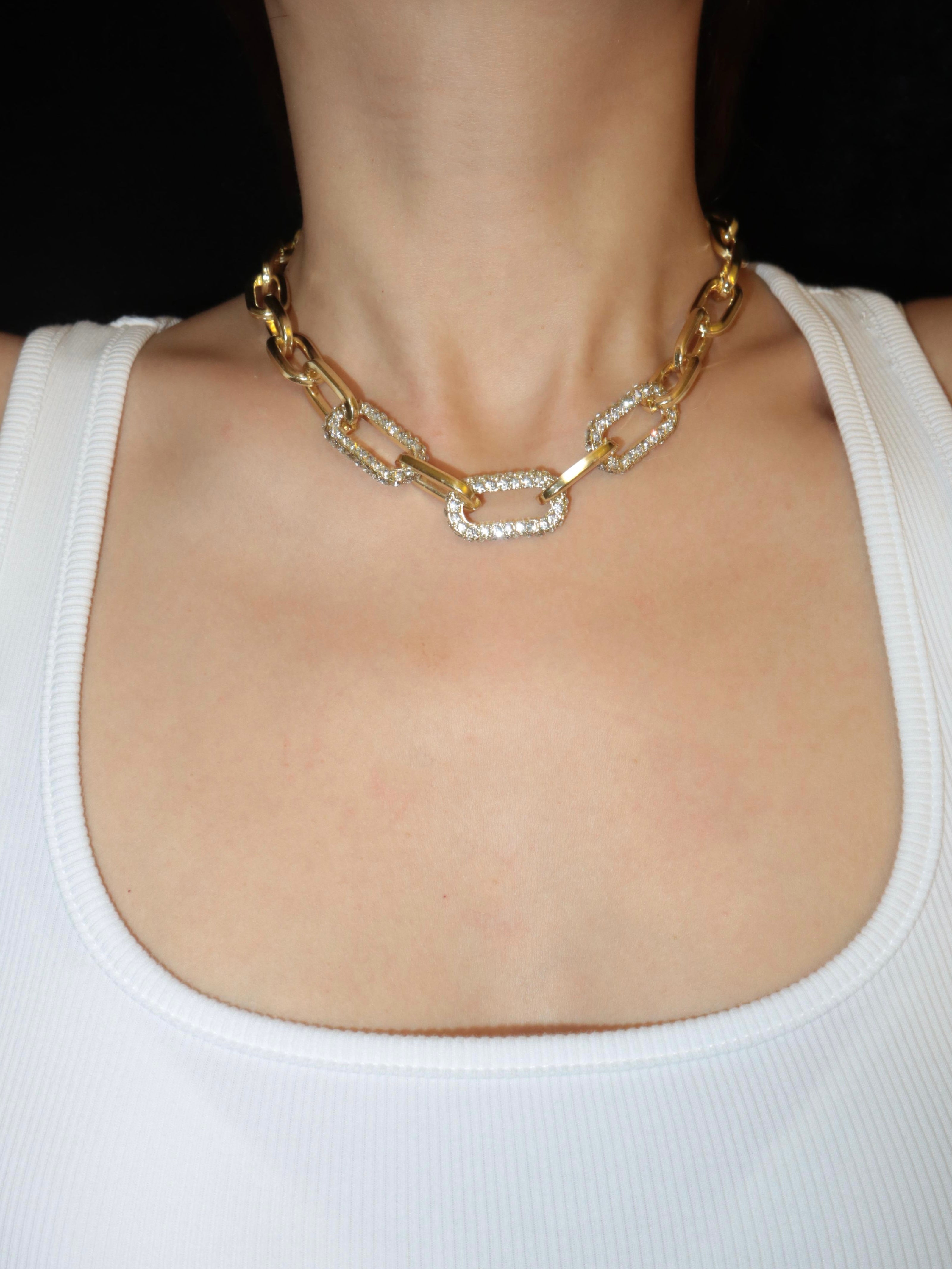 Glittering Chunky Link Golden Choker