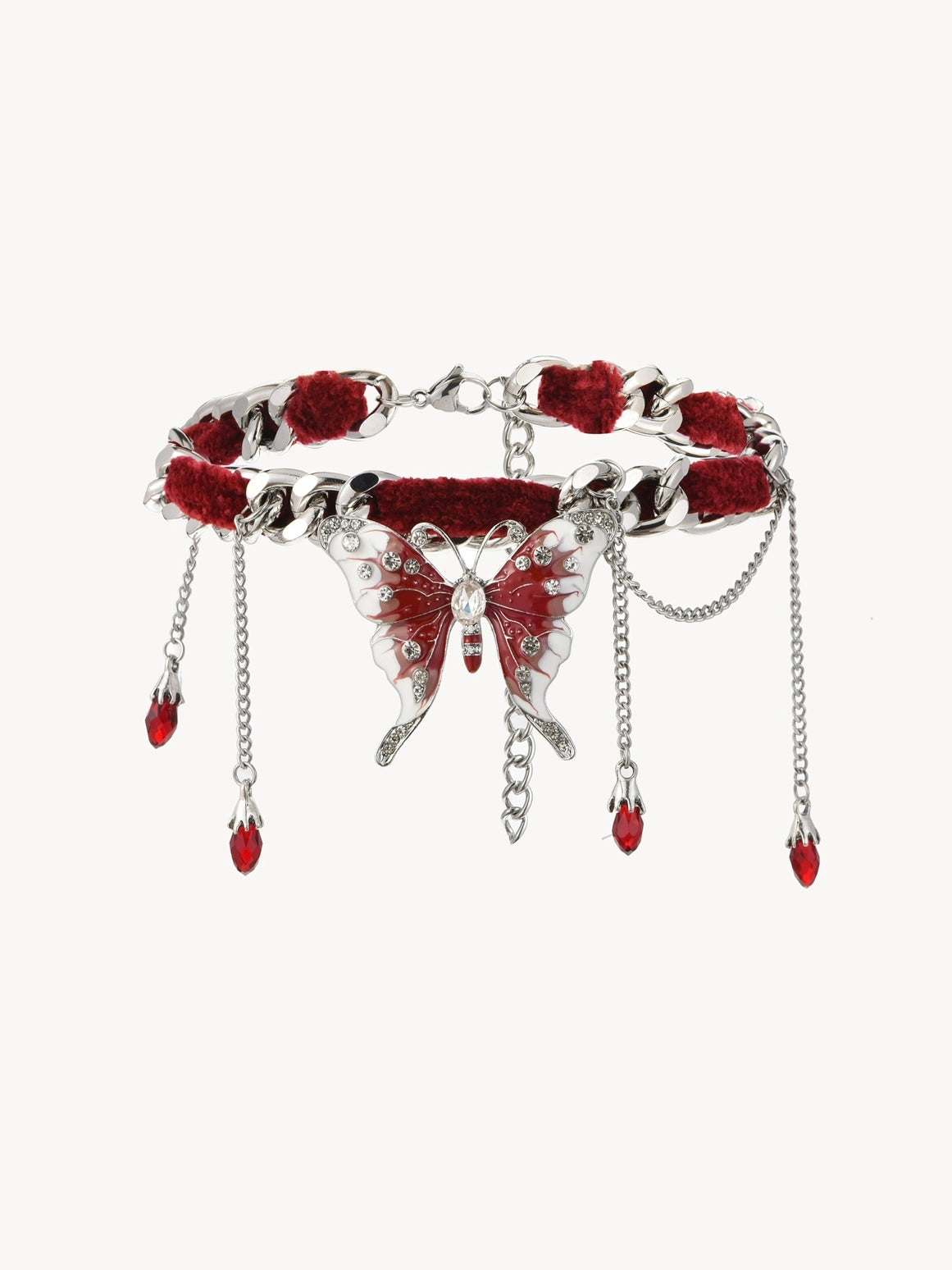 Sofia Butterfly Red Velvet Choker Necklace