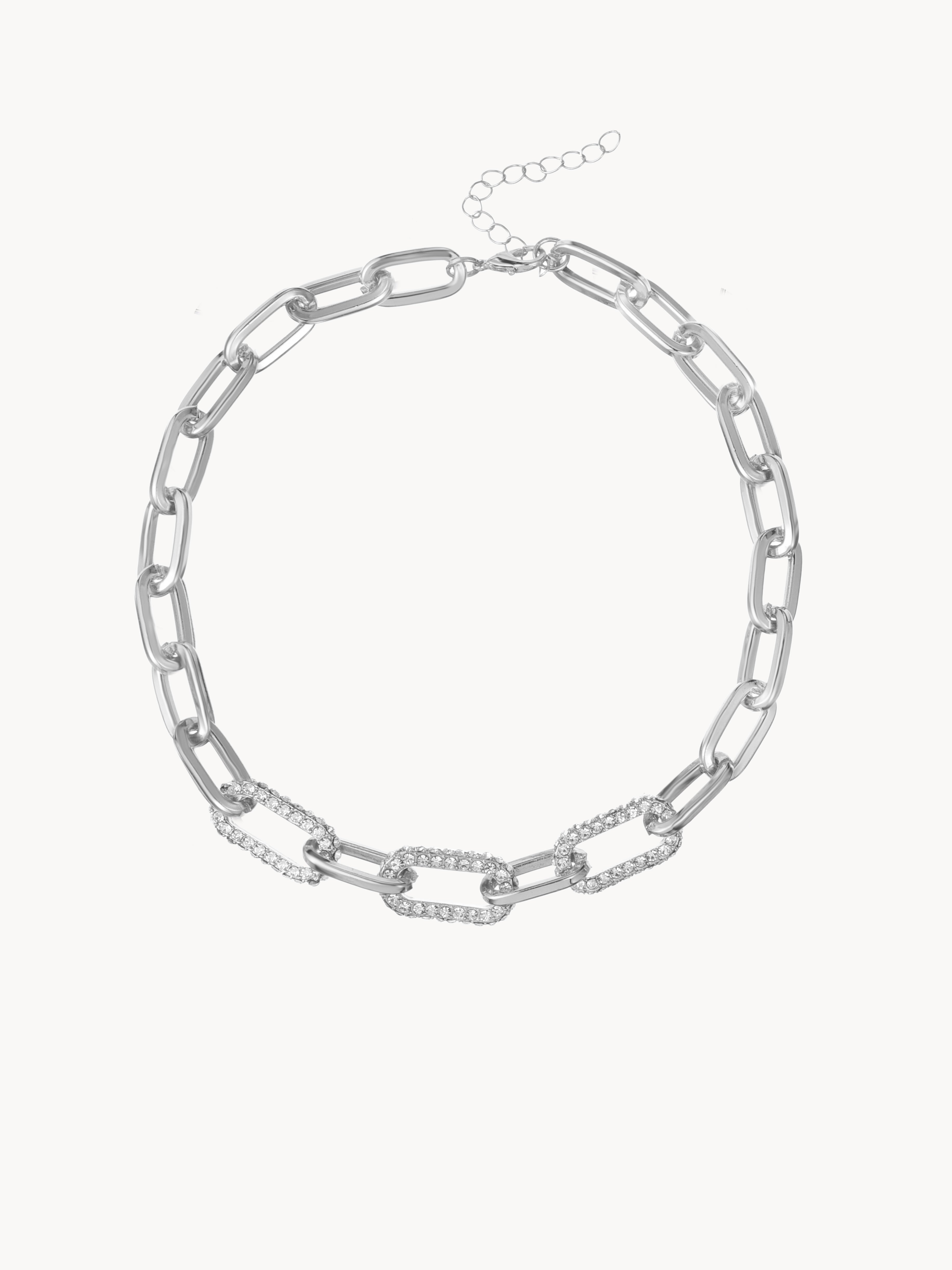 Glittering Chunky Link Silver Choker