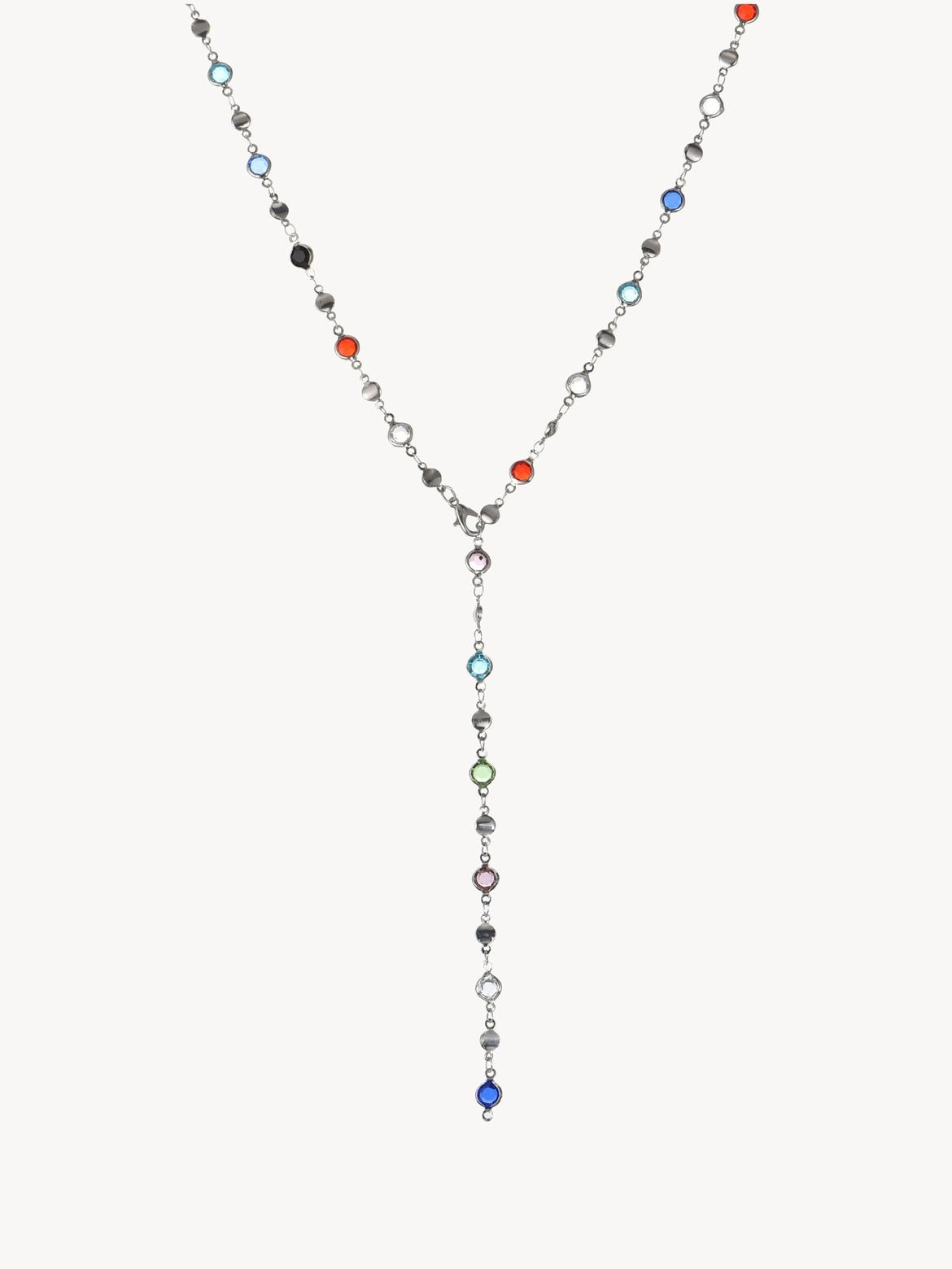 Jolie Colorful Lariat Necklace in Silver