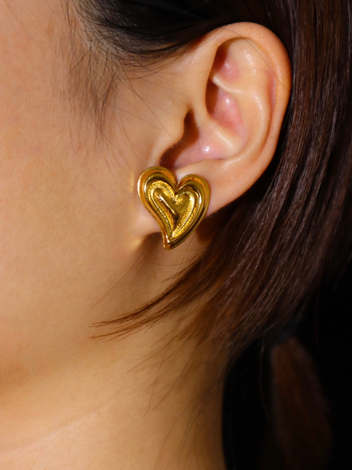 Winni Heart Golden Earring - Kuri Jewelry