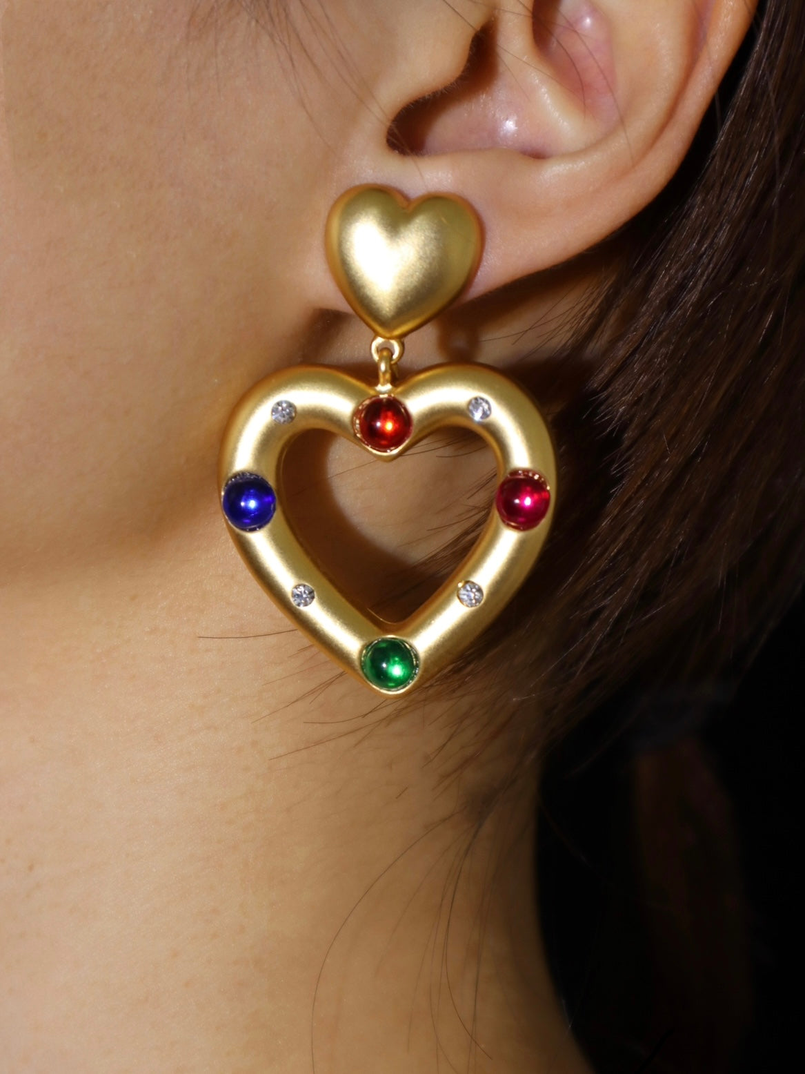 Celeste Colorful Vintage Heart Earrings