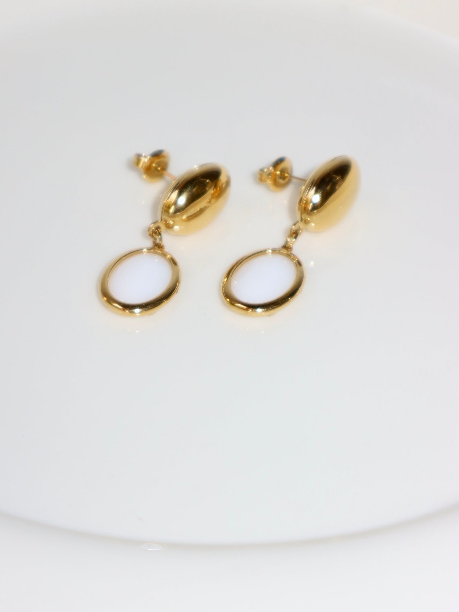 Destiny White Czech Opal Earrings