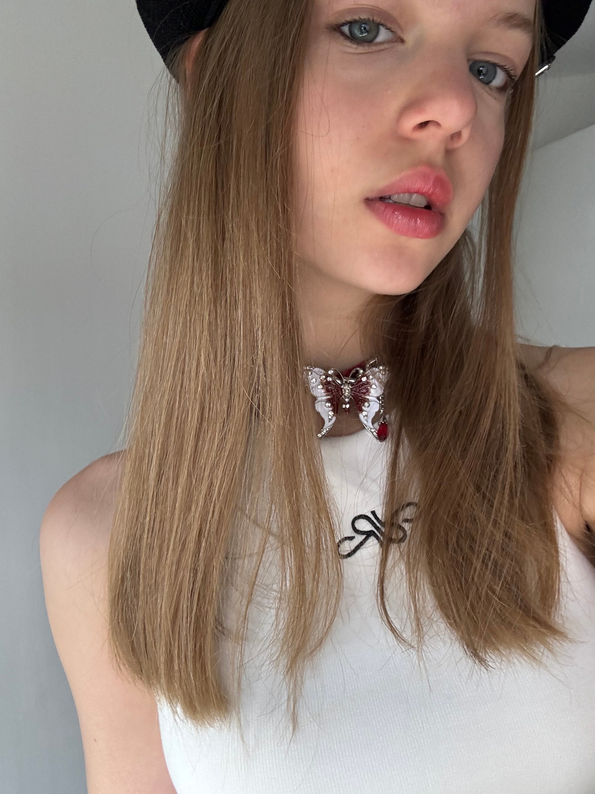 Sofia Butterfly Red Velvet Choker Necklace