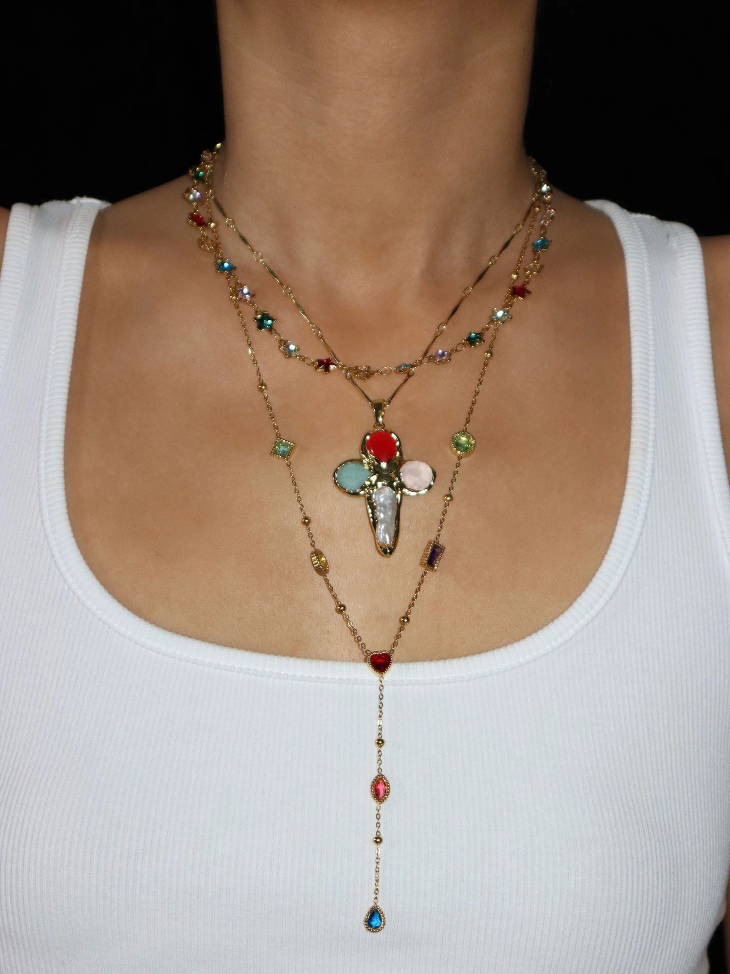 Rainbow Lariat Necklace