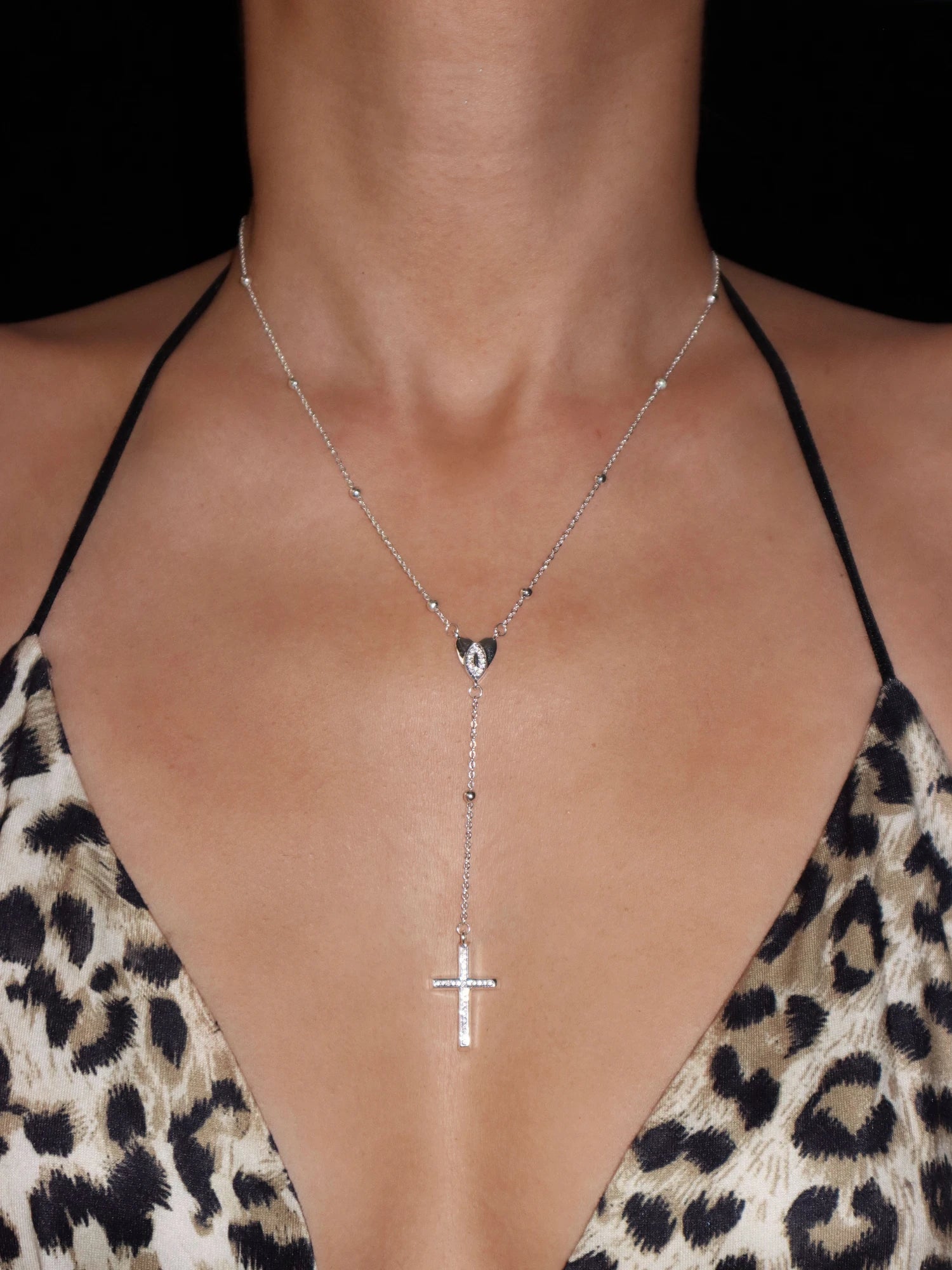 Athena Silver Heart Cross Necklace