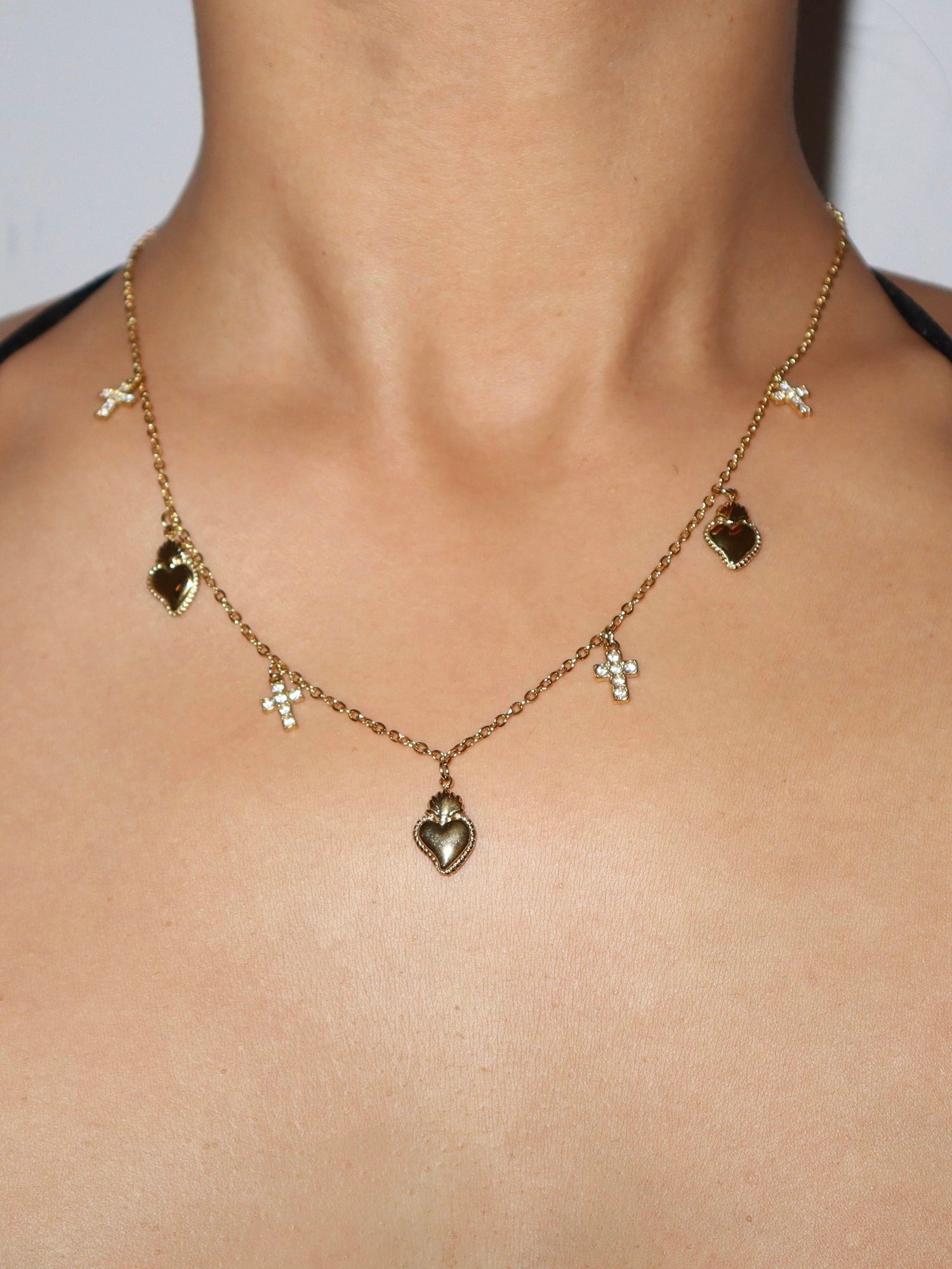 Sacred Heart Cross Chain Necklace